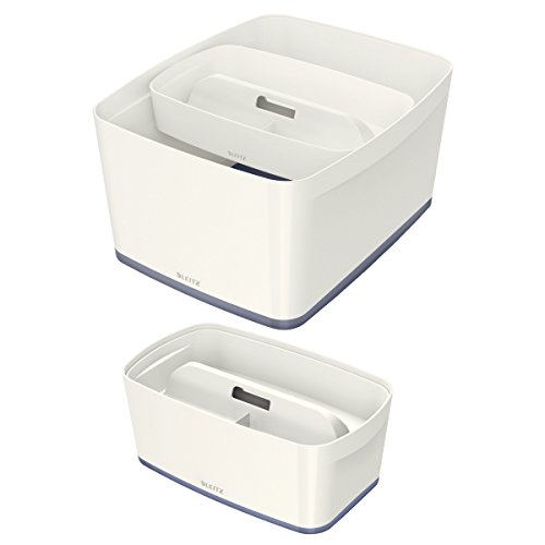 Leitz MyBox Organizer Tray with Handle - Small White Storage Container, Waterproof, BPA Free & Food Safe (53230001) - Perfect for Kitchen, Office & Bathroom Organization