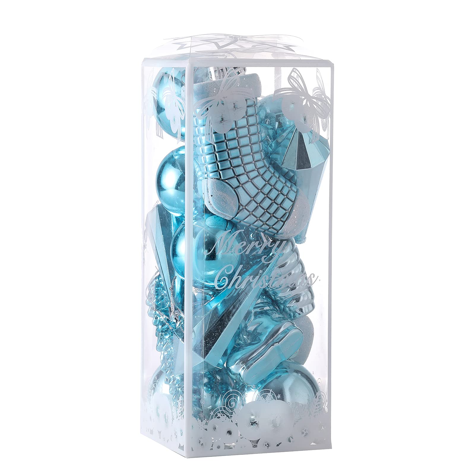 21ct Shatterproof Clear Plastic Christmas Ornaments - Tiffany Blue Hanging Balls for Holiday Tree Decor, Party & Wedding Baubles | Perfect for Xmas Decorations, Gift Exchange & Festive Home Decor