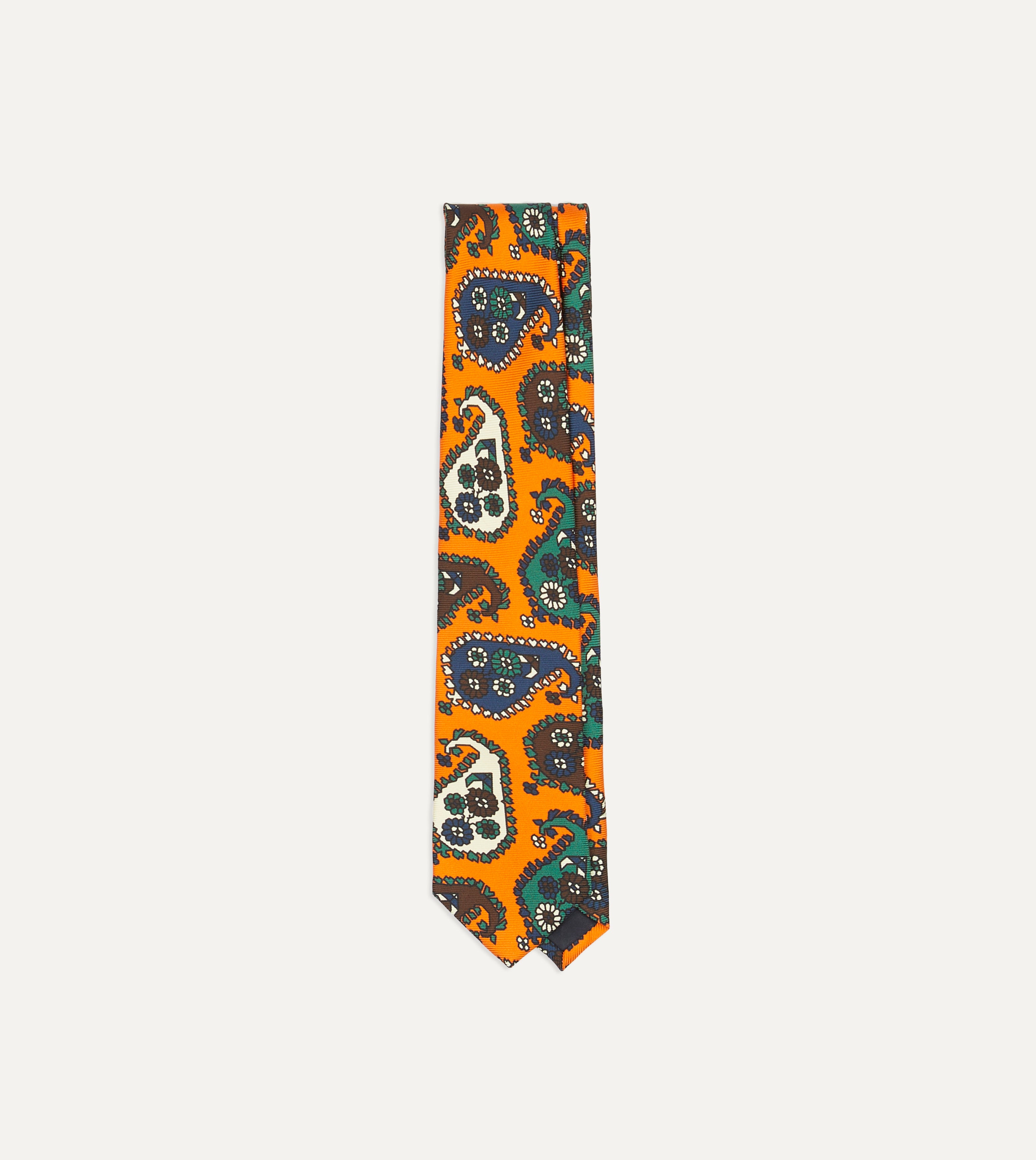 Stylish Orange Geometric Paisley Print Silk Necktie for Men - Perfect for Business, Weddings & Formal Occasions