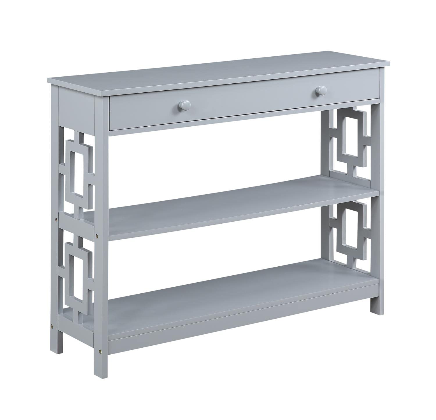 Convenience Concepts Town Square Console Table - Modern Gray Entryway Table for Hallway, Living Room & Foyer Decor | Sturdy Slim Sofa Table with Shelf