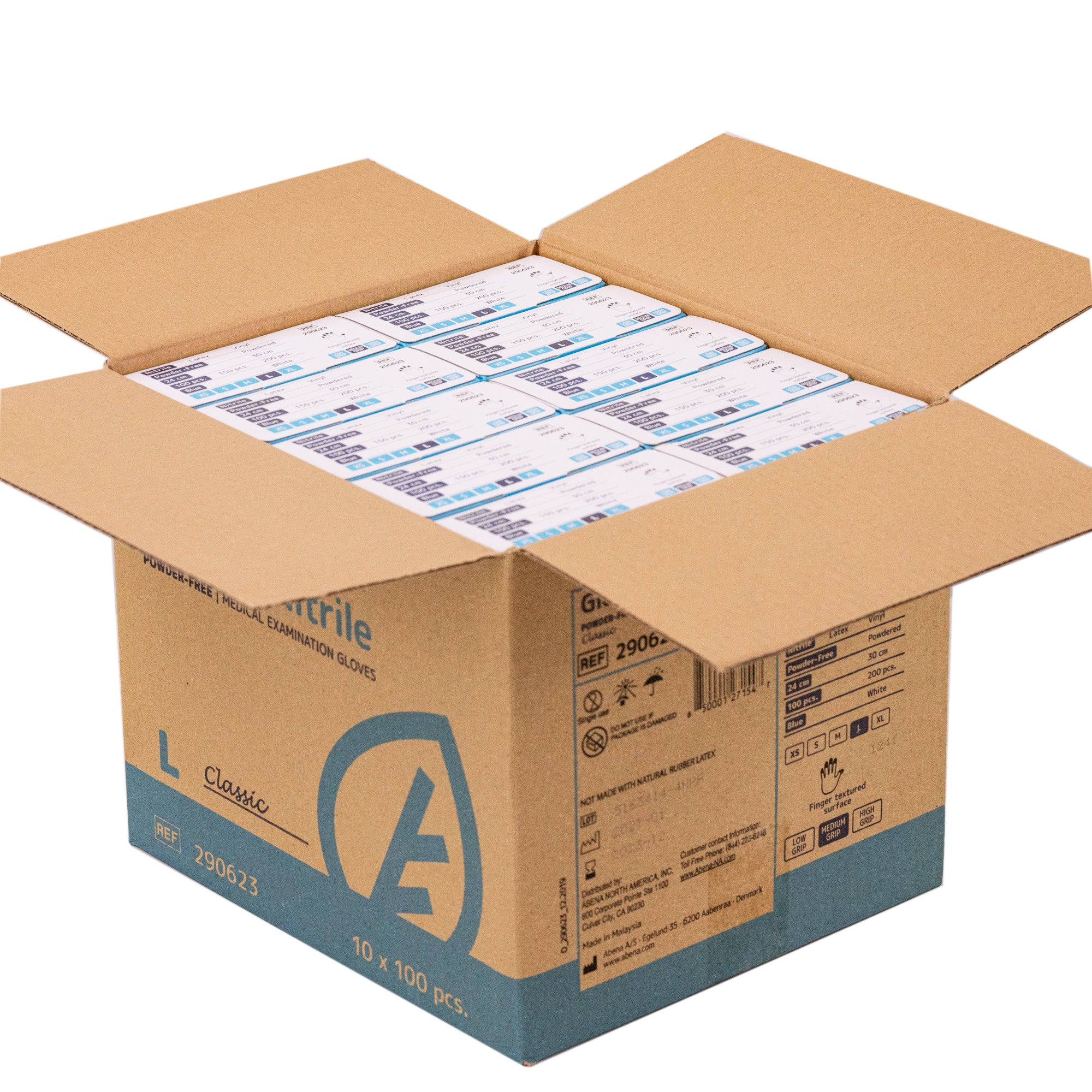 Premium Abena Nitrile Gloves - Disposable, Powder-Free, Latex-Free, 100 Pcs/Box - Ideal for Medical, Dental, Food Service & Home Cleaning