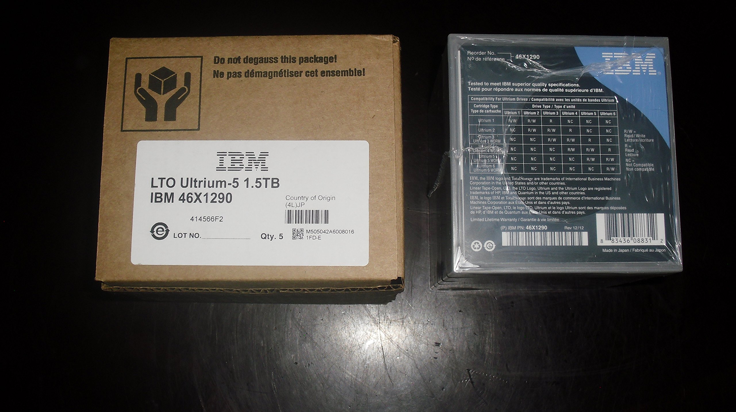 IBM 10 Pack LTO-5 Ultrium Tape Cartridge 1.5TB/3TB (46X1290-10PK) - High Capacity Data Backup Storage for Servers, Archives & Enterprise Solutions