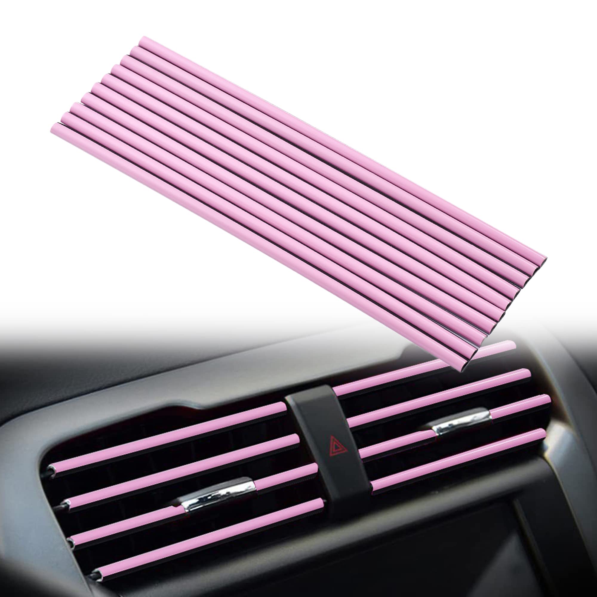 10 Pieces Pink Car Air Conditioner Decoration Strip DIY Interior Moulding Trim for Car Vent Outlet Auto Accessories - Perfect for Customizing Car Interior and Enhancing Style
