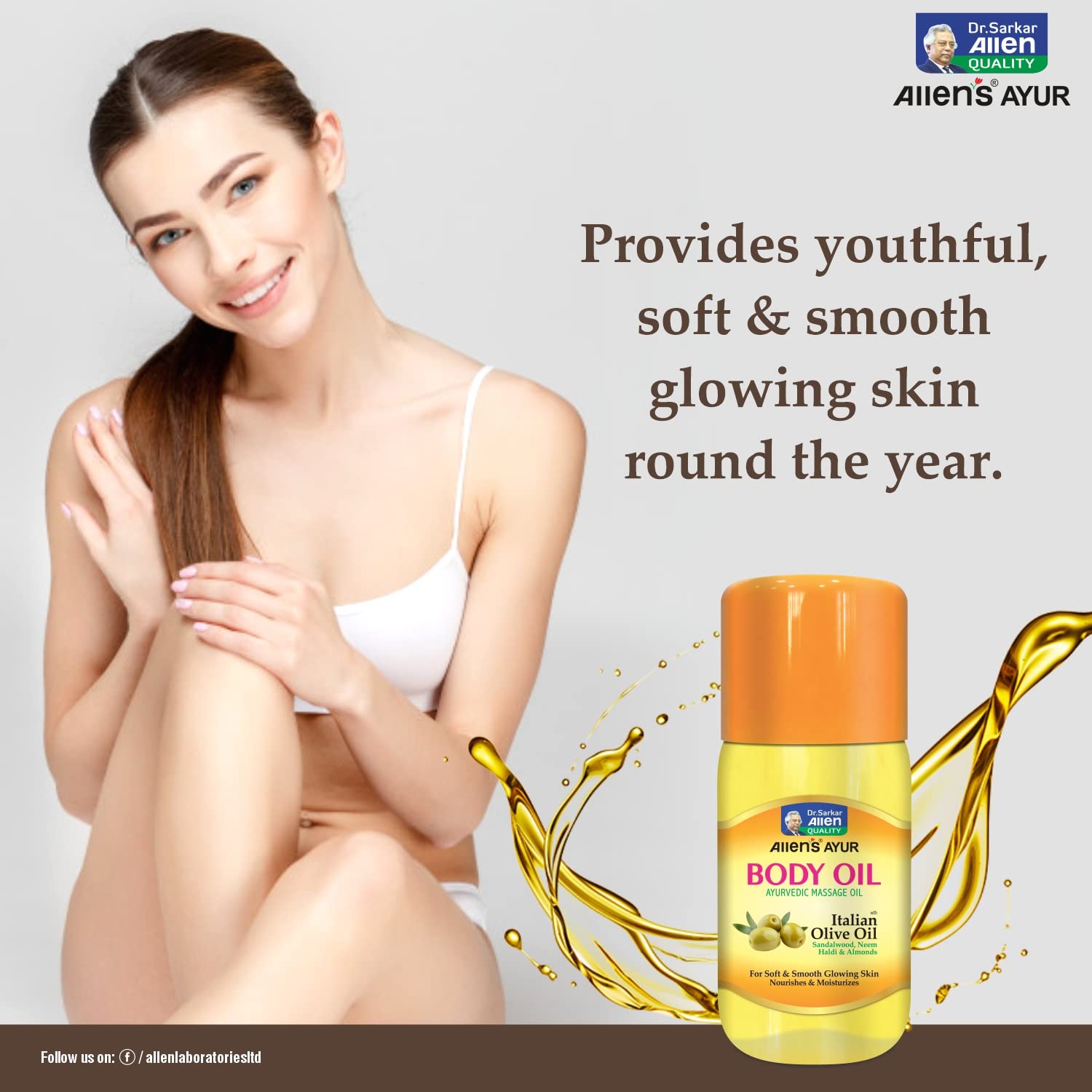 Allen's Body Oil (200ml X4) - Anti-Aging Moisturizer for Youthful Glowing Skin, Fights Dryness & Wrinkles | Perfect for Daily Hydration & Nighttime Skincare Routine