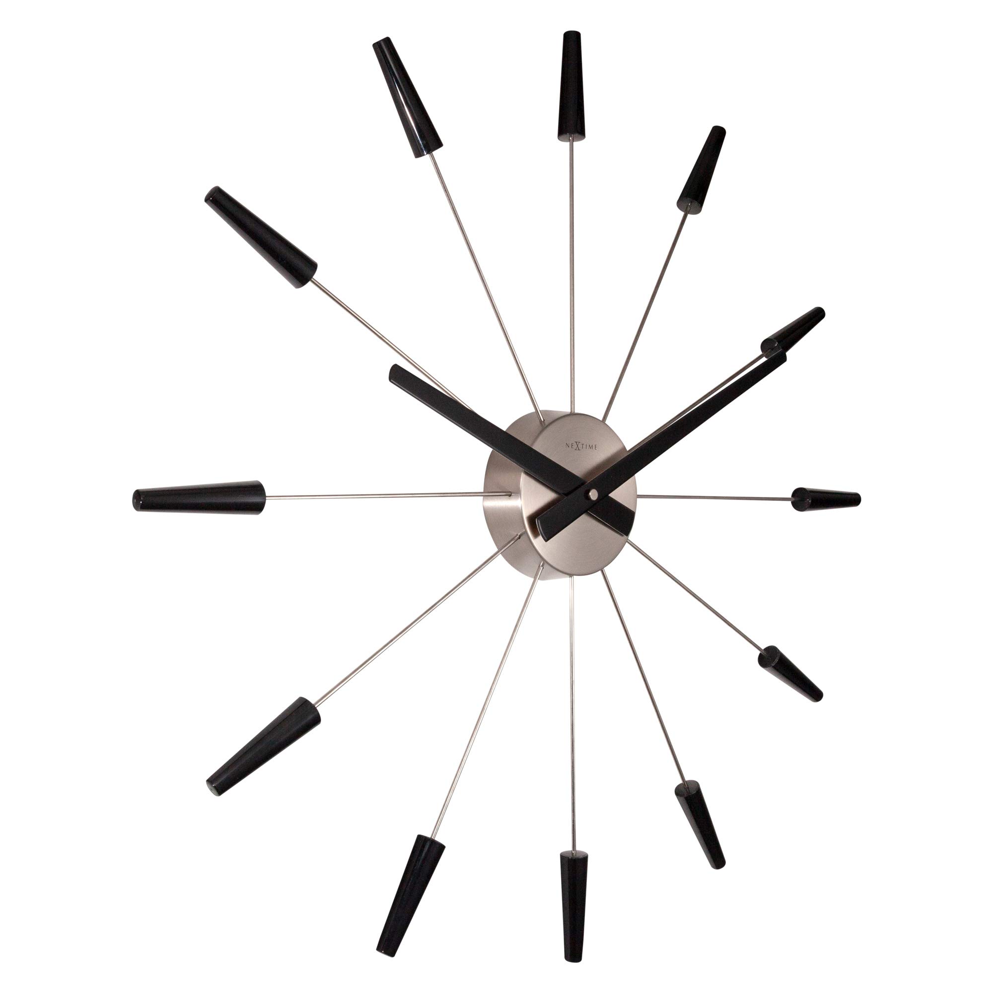 NeXtime Plug-In Wall Clock - Silver & Black Modern Design | Battery-Free Operation | Perfect for Living Room, Bedroom, Office & Kitchen Decor