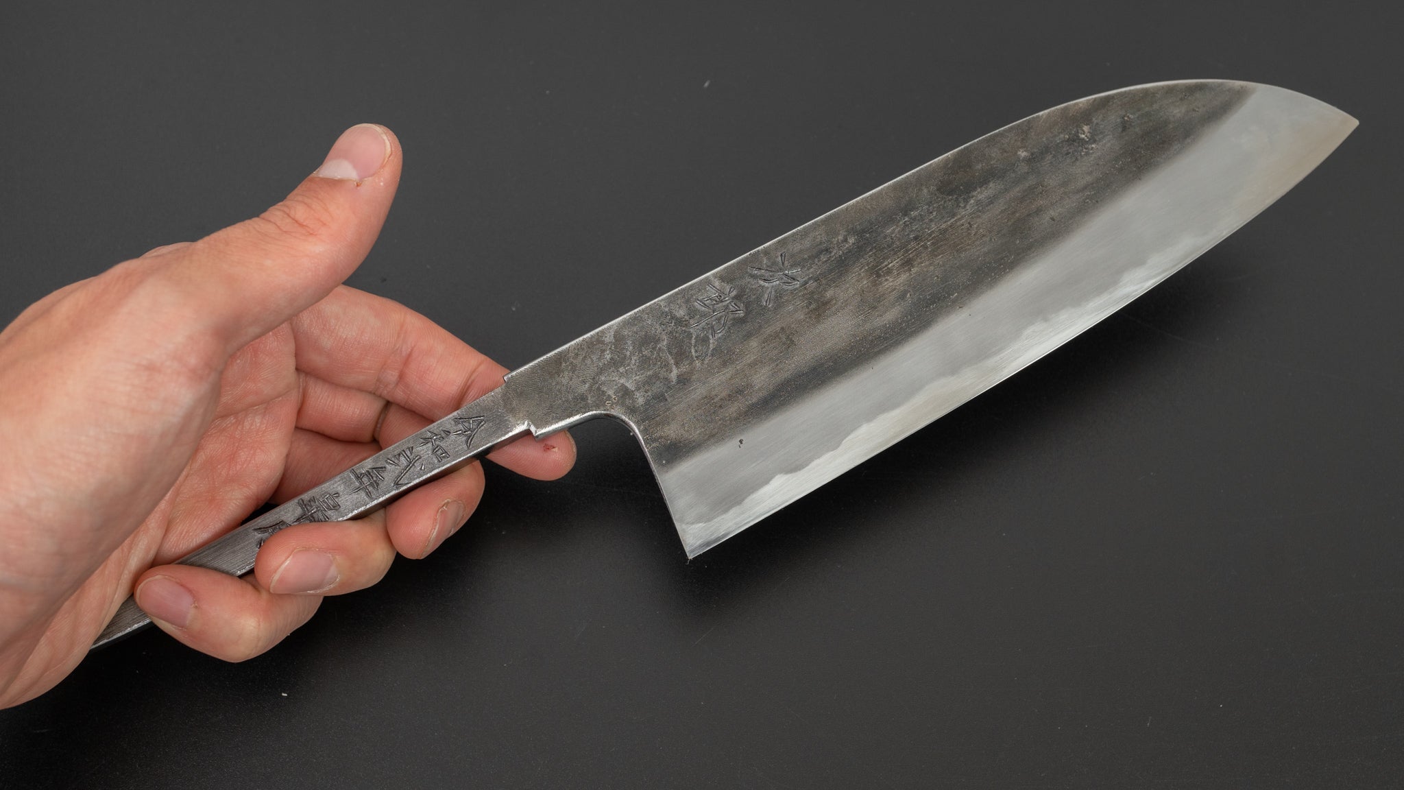 Jiro Tsuchime Hammered Santoku Knife 165mm - Japanese High Carbon Steel Chef Knife - No Handle (#130) - Perfect for Slicing, Dicing & Chopping Vegetables, Meat & Fish