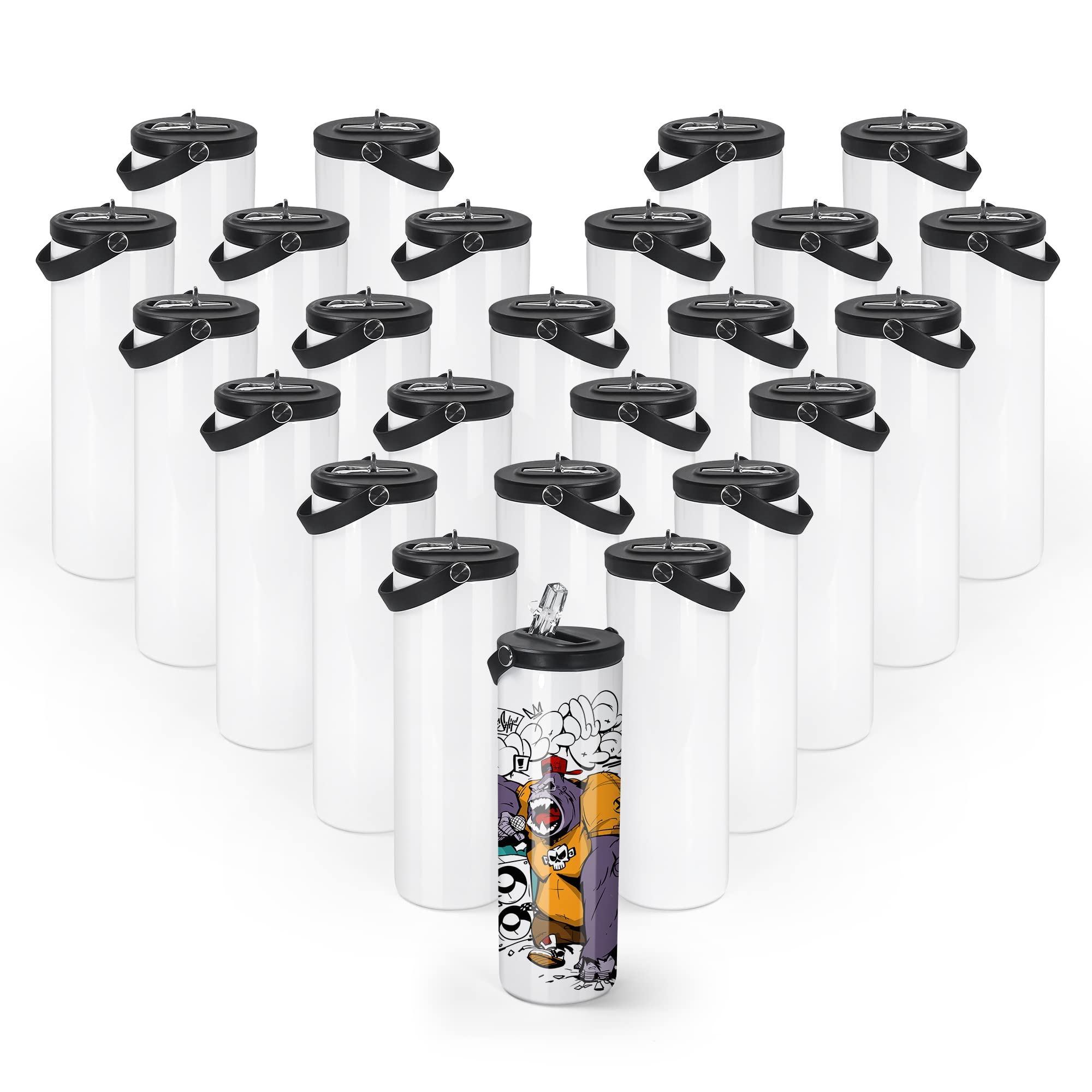 25-Pack AGH 20 oz Skinny Straight Sublimation Tumblers with Whorl Lid | DIY Custom Water Bottles for Sublimation Printing | Perfect for Personalized Gifts, Promotional Items & Home Use | Ships from USA