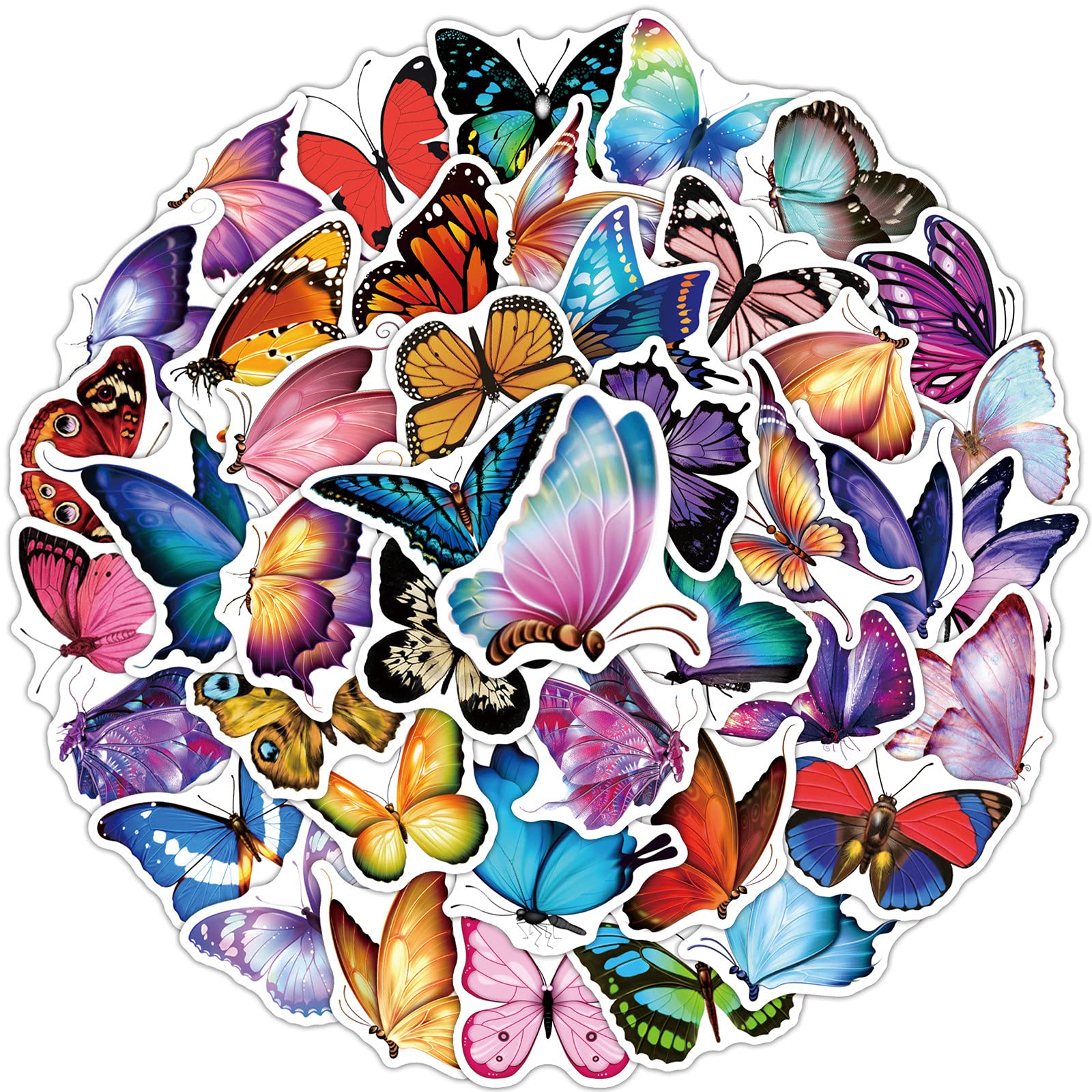 50 PCS Butterfly Water Bottle Stickers Pack - Waterproof Vinyl Decals for Hydro Flask, Laptop, Skateboard, Phone, Guitar & Notebook - Cute Aesthetic Stickers for DIY Crafts, Scrapbooking & Personalization