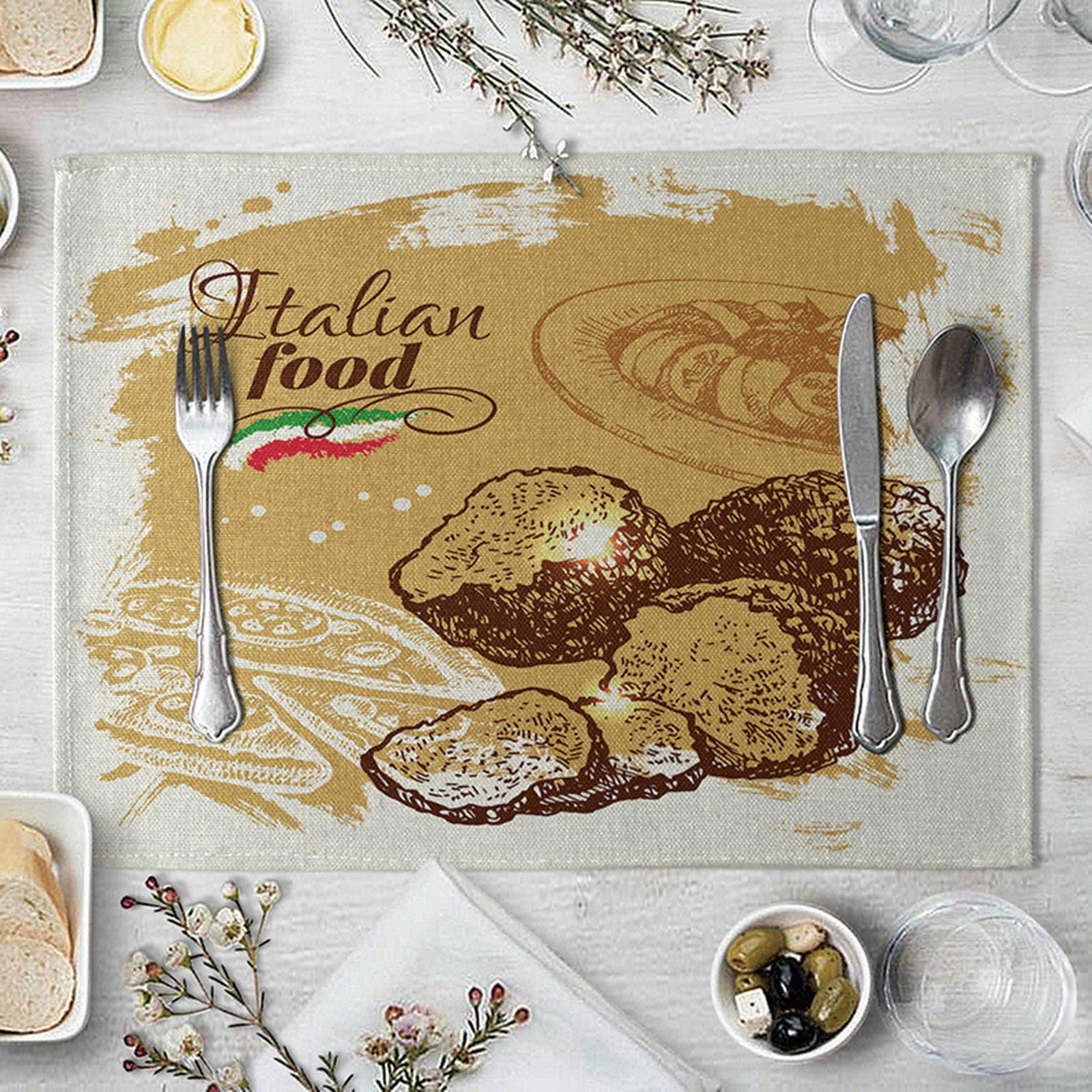 Lieson 2-Pack Brown Cotton Linen Placemats for Dining Table - 16x12 Inch Heat-Resistant Table Mats for Bread, Breakfast & Everyday Use