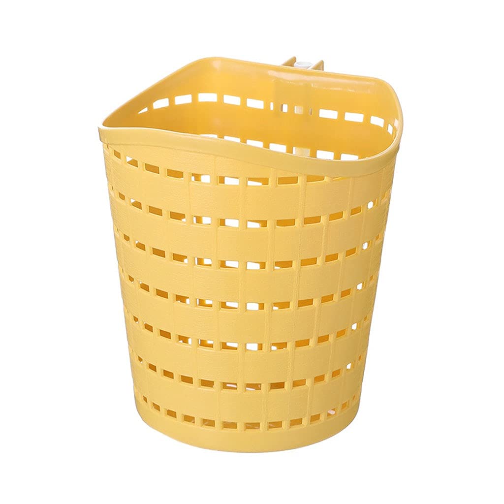 Eco-Friendly Mini Woven Trash Can - Hanging Desktop Garbage Bin for Bathroom, Office & Kitchen - Creative Hollow Design Storage Basket (Yellow) - Perfect for Small Spaces & Waste Management