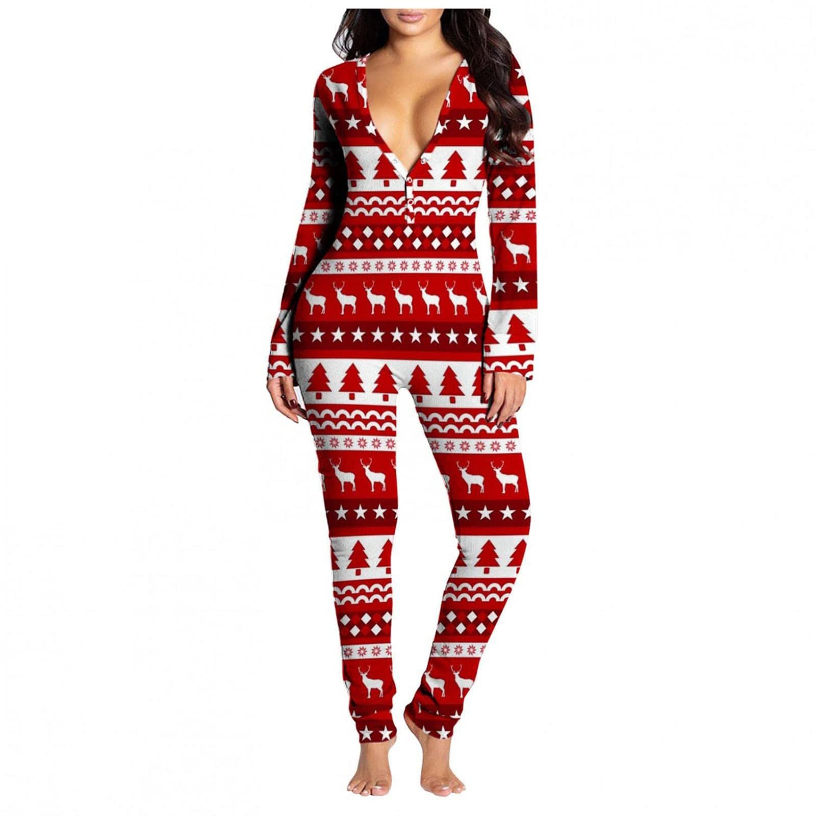 Christmas Onesie Pajama Set for Women - Cute Sleepwear & Nightwear for Holiday Parties