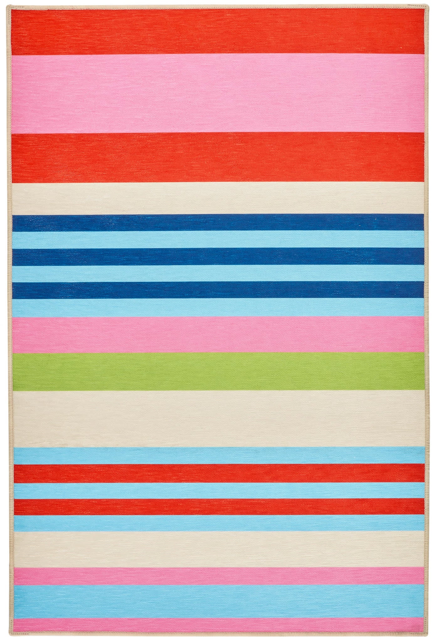 Stripe Machine Washable Beach Rug - Soft, Durable & Non-Slip - Perfect for Patio, Poolside, Bathroom & Outdoor Decor