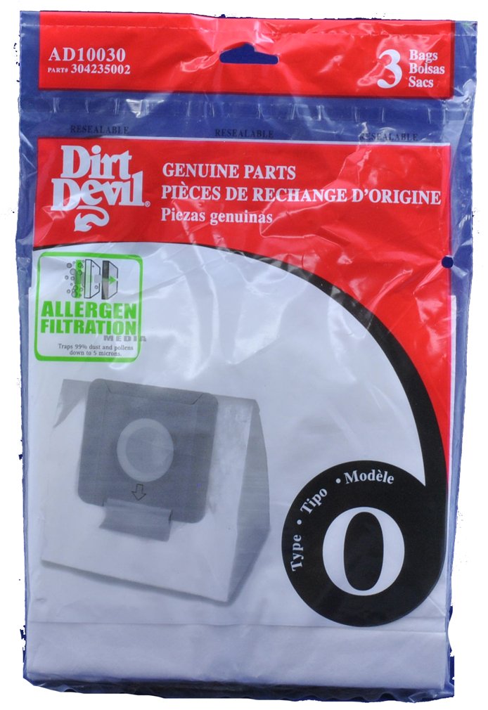 Dirt Devil Vacuum Cleaner Bags Type O - 3 Pack Red Allergen Filtration Bags for Tattoo Canister Vacuums (Part # AD10030) - Perfect for Tattoo Studios, Salons & Allergy-Friendly Homes