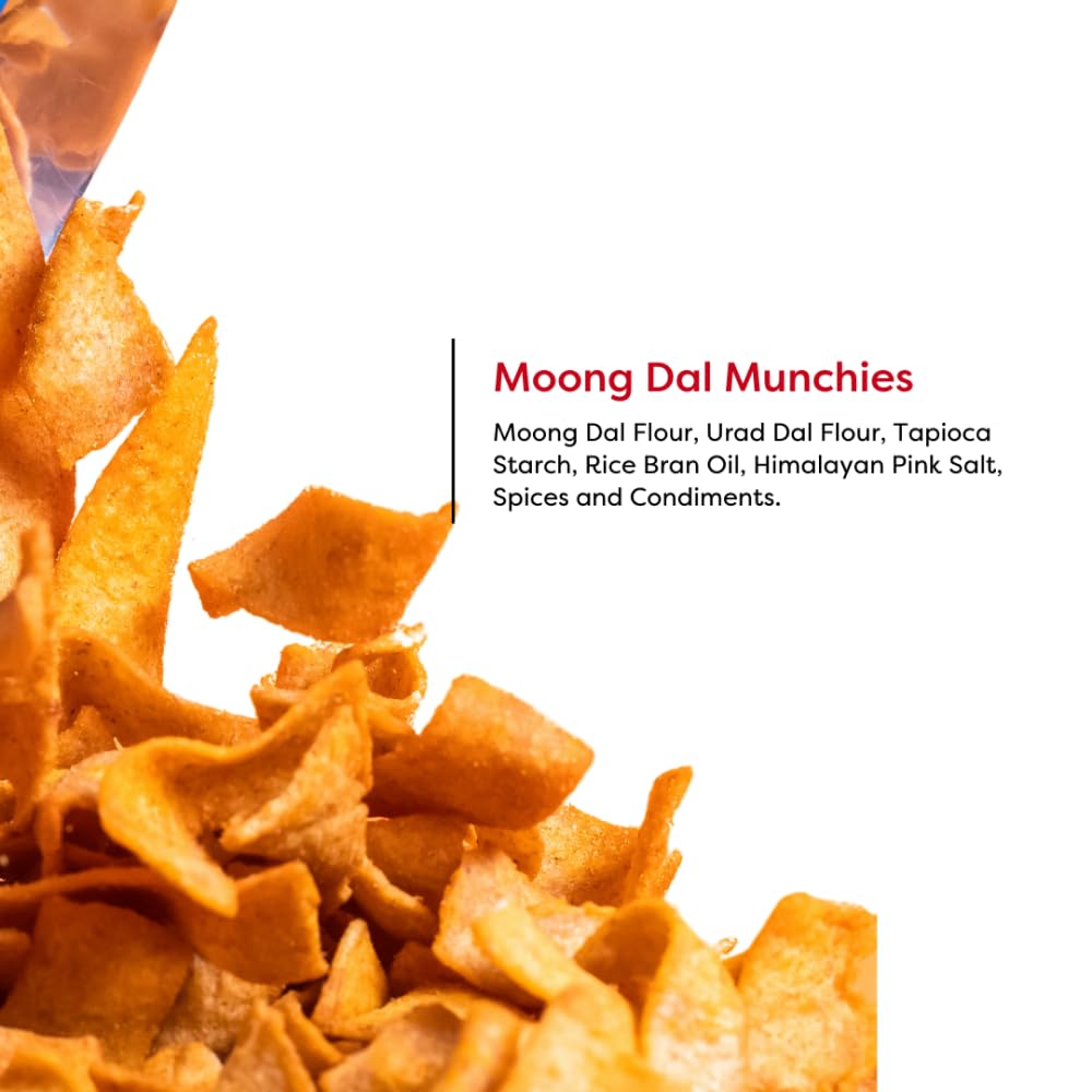 Troovy Healthy Tangy Tomato Moong Dal Chips - High Protein Snacks | No Junk, Chemicals or Trans Fats | 3 Pack (70g Each) | Perfect for Keto Diet, Office Snacking & Healthy Lifestyle