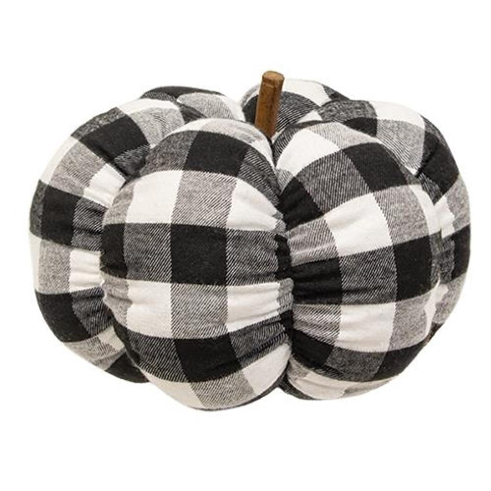 Black and White Buffalo Check Stuffed Pumpkin - 8