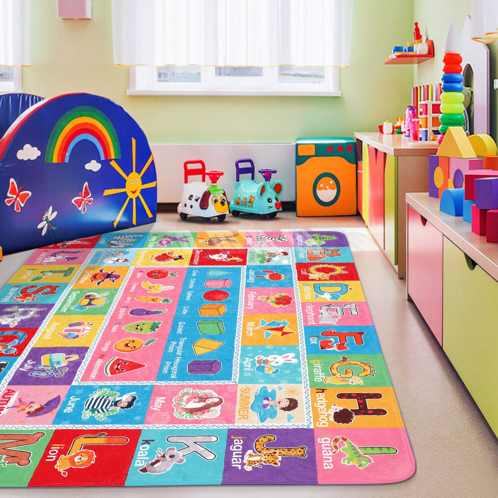 Kids Foam Puzzle Play Mat - Colorful Alphabet & Shapes Educational Rug for Classroom, Playroom & Bedroom | Non-Slip Exercise Mat for Toddler Learning & Playtime Activities