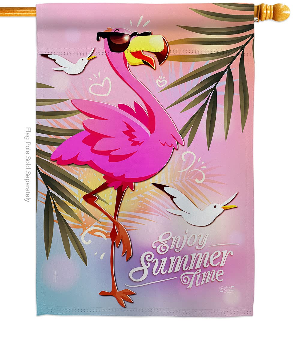 Double-Sided Flamingo Garden Flag 28x40 Inch - Tropical Summer Decorative House Banner for Yard, Porch & Outdoor Decor | Perfect Gift for Bird Lovers & Home Decoration