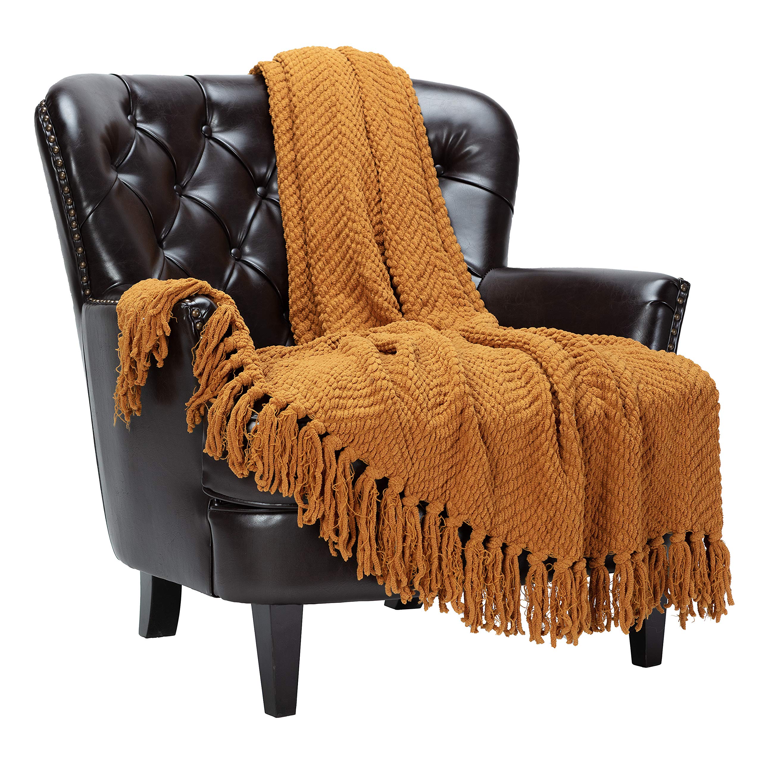 Chanasya Premium Textured Knit Throw Blanket with Tassels - Ultra Soft & Cozy Blanket for Couch, Bed, Sofa - 50