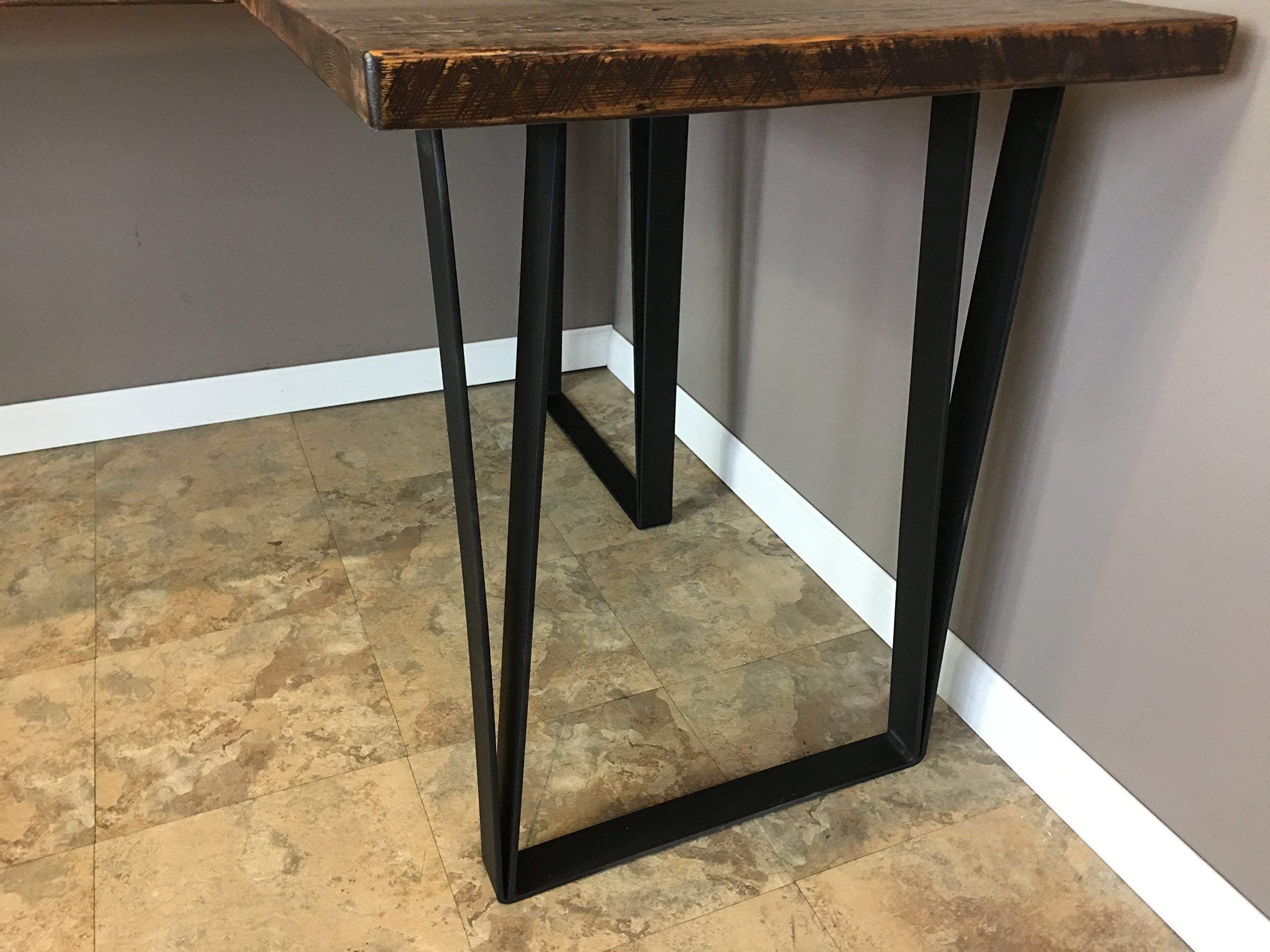 L-Shaped Wooden Office Desk with Reclaimed Wood & Custom U-Shaped Legs - Multiple Sizes & Finishes for Home Office, Gaming, or Study Workspace