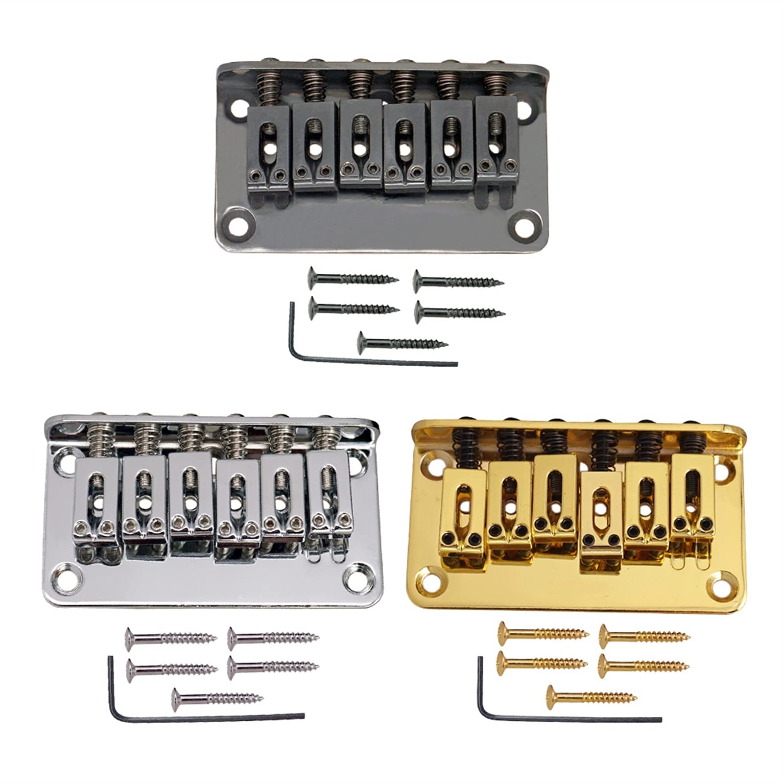 Premium Zinc Alloy Electric Guitar Bridge - 6 String Fixed Tailpiece with Screw Spanner Set (Gold) | Durable Replacement Part for Electric Guitar Repair & Upgrade | Perfect for Rock, Blues & Studio Performances