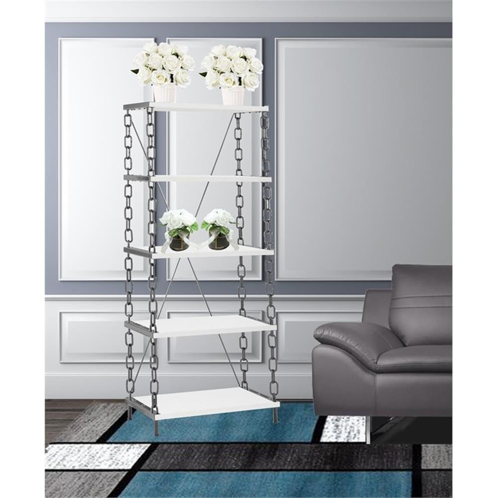Modern White Wood Bookcase - Stylish Storage for Home Office, Living Room & Bedroom Organization