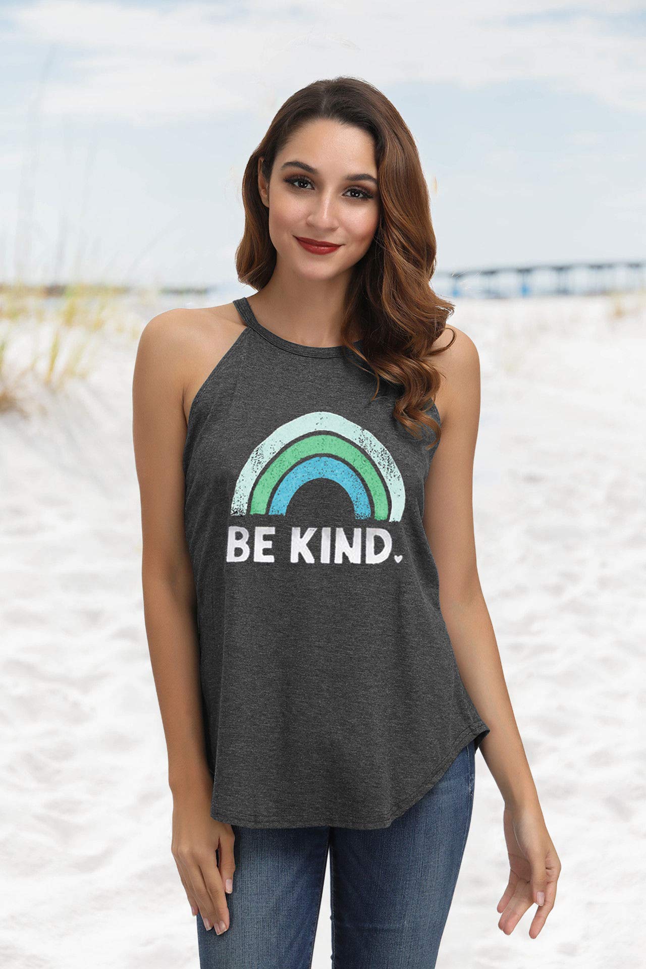 IRISGOD Women's High Neck Tank Tops - Summer Graphic Halter Sleeveless Rocker Tee Shirts for Concerts, Beach & Casual Wear | Trendy Streetwear & Music Festival Outfits