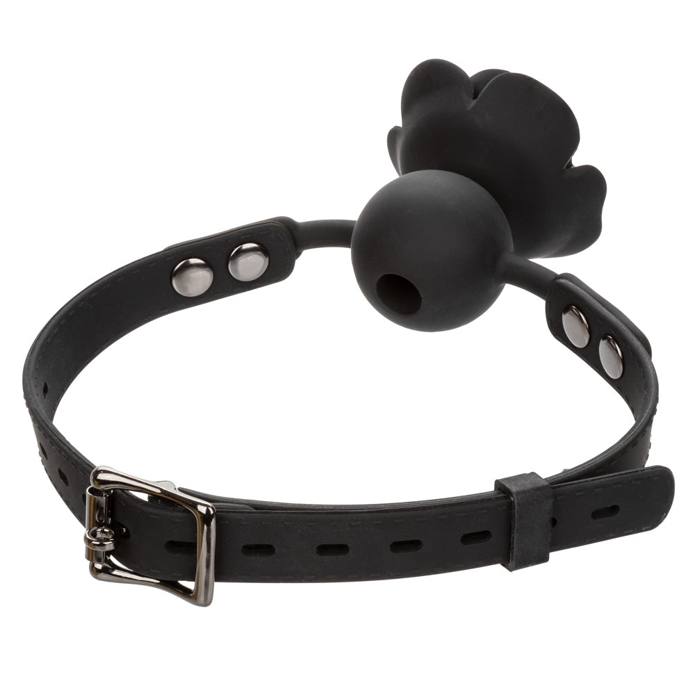 Lockable Silicone Ball Gag with Removable Rose - BDSM Restraint for Adults, Breathable Mouth Gag for Role Play, Bondage & Sensory Deprivation - Perfect for Couples Play & BDSM Accessories