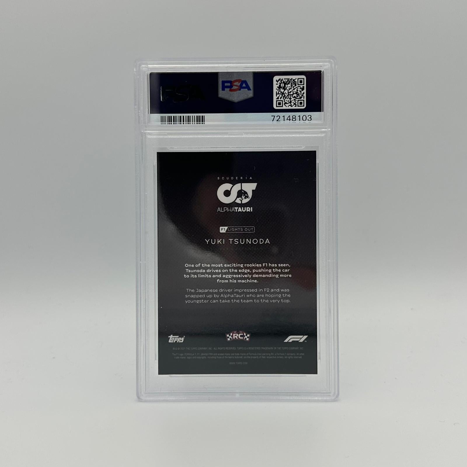 PSA 10 Graded 2021 Topps Chrome Formula 1 Yuki Tsunoda Blue Parallel 88/99 - Rare F1 Racing Card for Collectors & Sports Memorabilia Enthusiasts