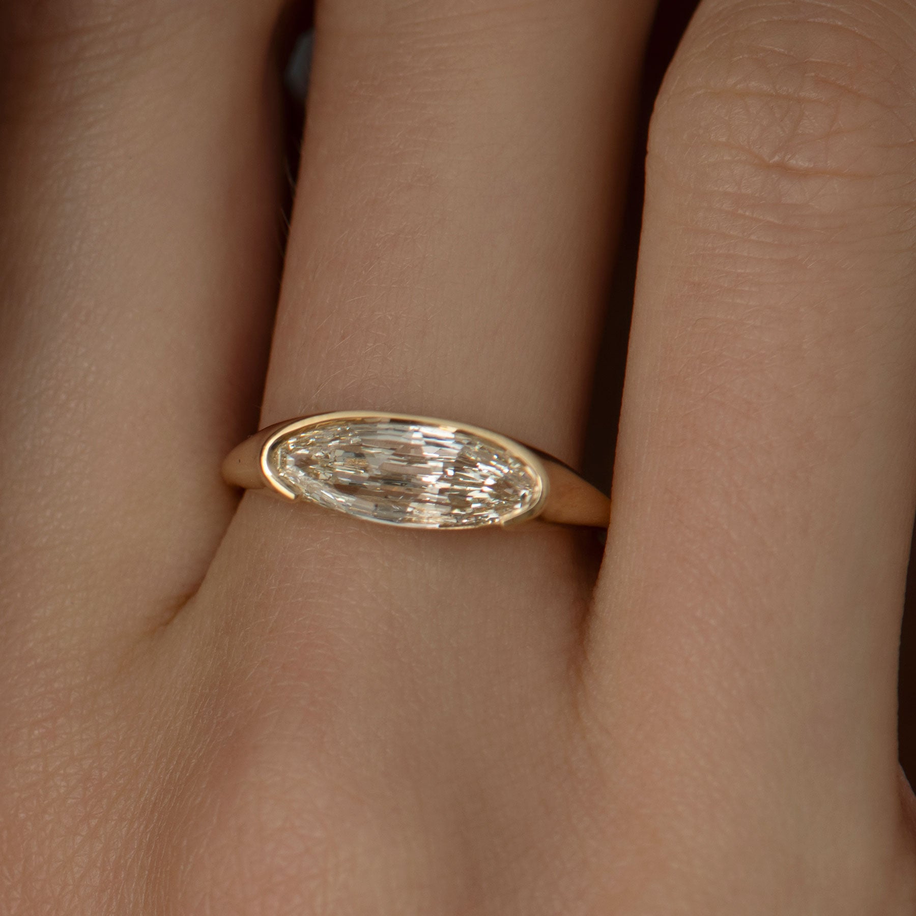 Exquisite Solitaire Diamond Ring - Elongated Moval Cut for Women | Perfect for Engagement, Wedding & Anniversary Gifts | Elegant Jewelry for Special Occasions