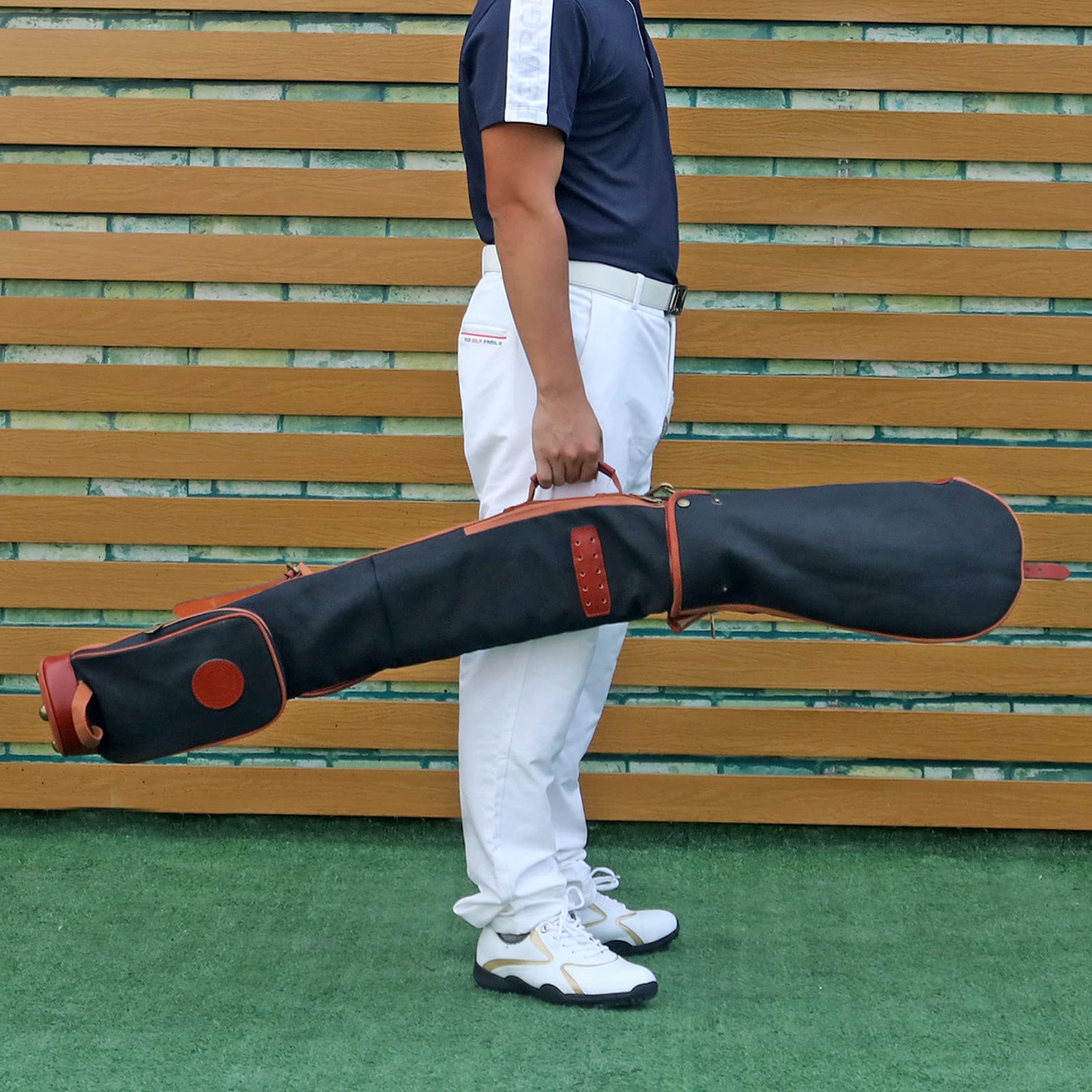 Vintage Golf Club Carry Bag - Durable Canvas & Leather Travel Case for Golf Clubs - Perfect for Golf Trips, Tournaments & Practice Sessions