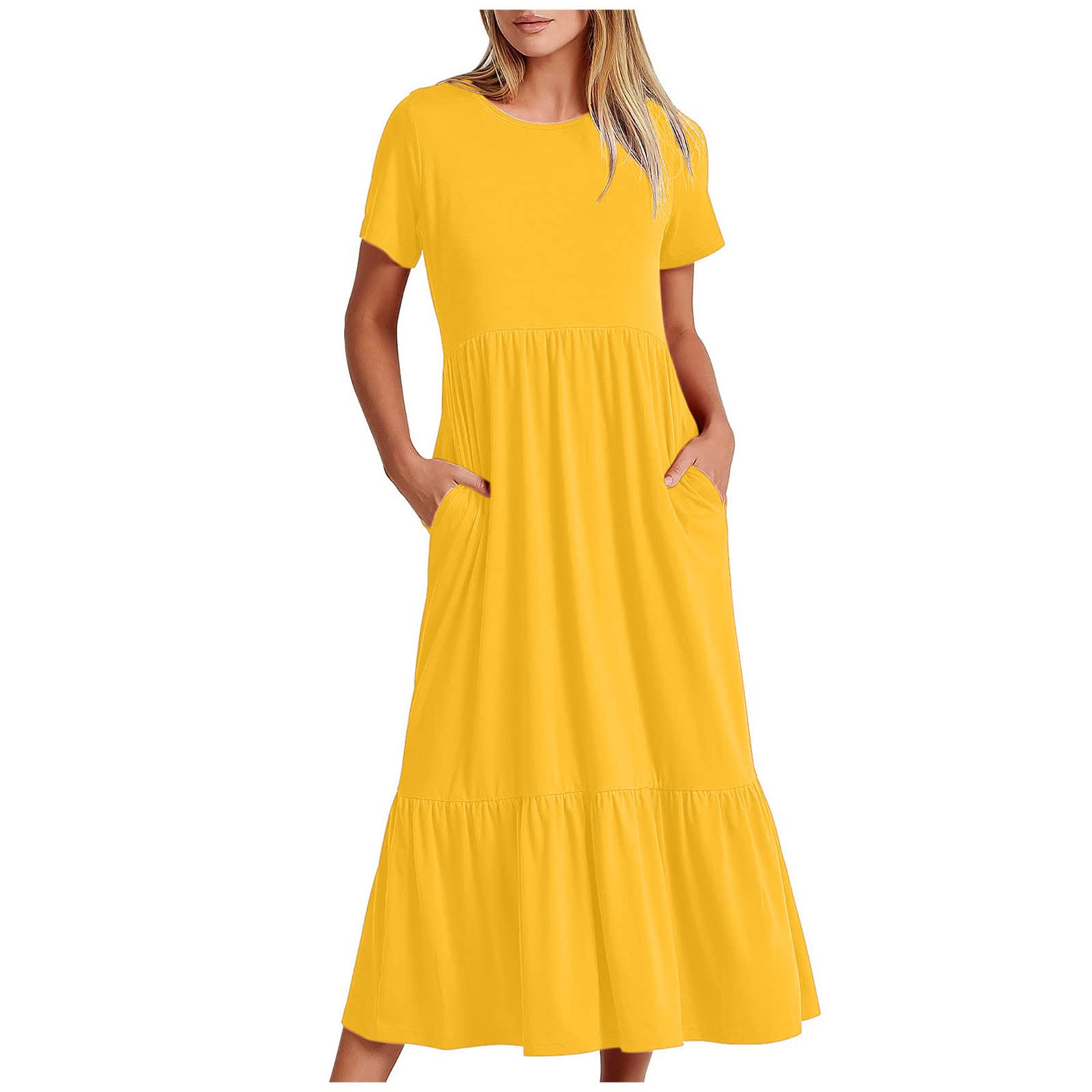 **2024 Women's Midi & Maxi Dresses with Sleeves – Tiered Summer & Vacation Long Dresses | Prime Day Deals & Clearance | Perfect for Beach, Travel & Casual Outings**