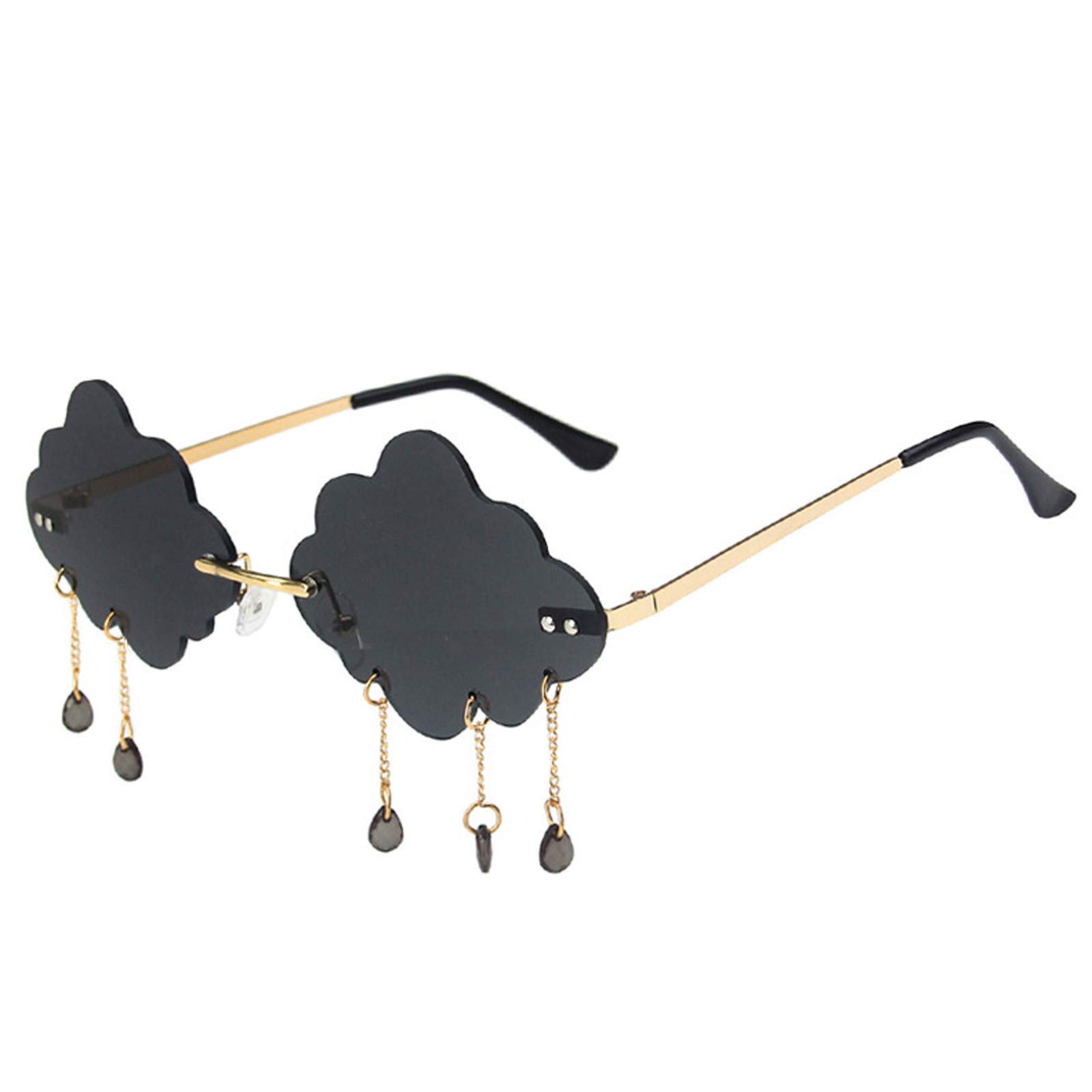 Women's Retro Rimless Sunglasses - Small Cloud Tassel Shades for Outdoor & Punk Fashion
