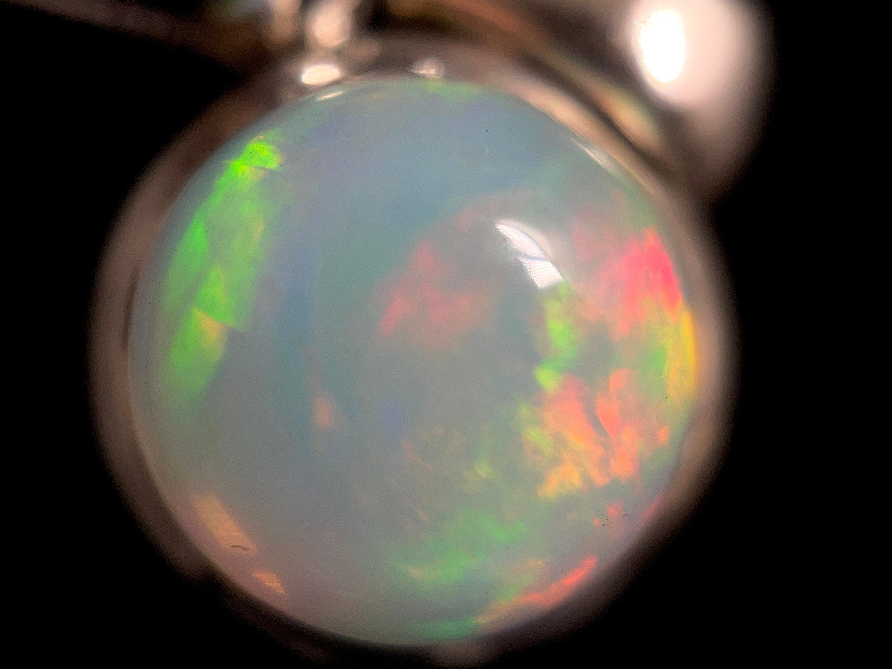10mm Round Opal Cabochon Sterling Silver Pendant Necklace – Welo Opal Birthstone Jewelry for Women, Gift for Her, Perfect for Special Occasions & Everyday Wear
