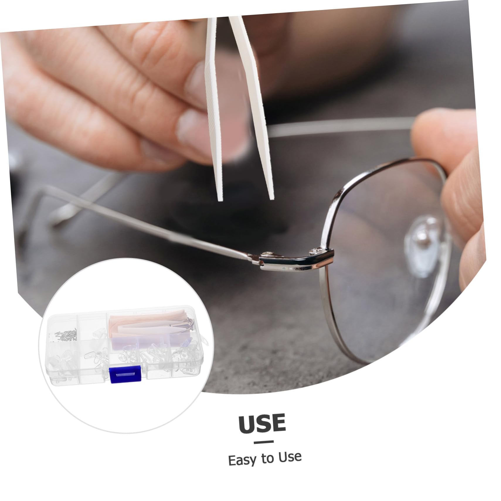 SOLUSTRE 1 Set Eyeglass Nose Pads & Bridge Repair Kit - Plastic Replacement Nose Pads, Nose Bridge & Screws for Glasses Accessories - Perfect for Comfort Adjustment & Eyewear Maintenance at Home or Office