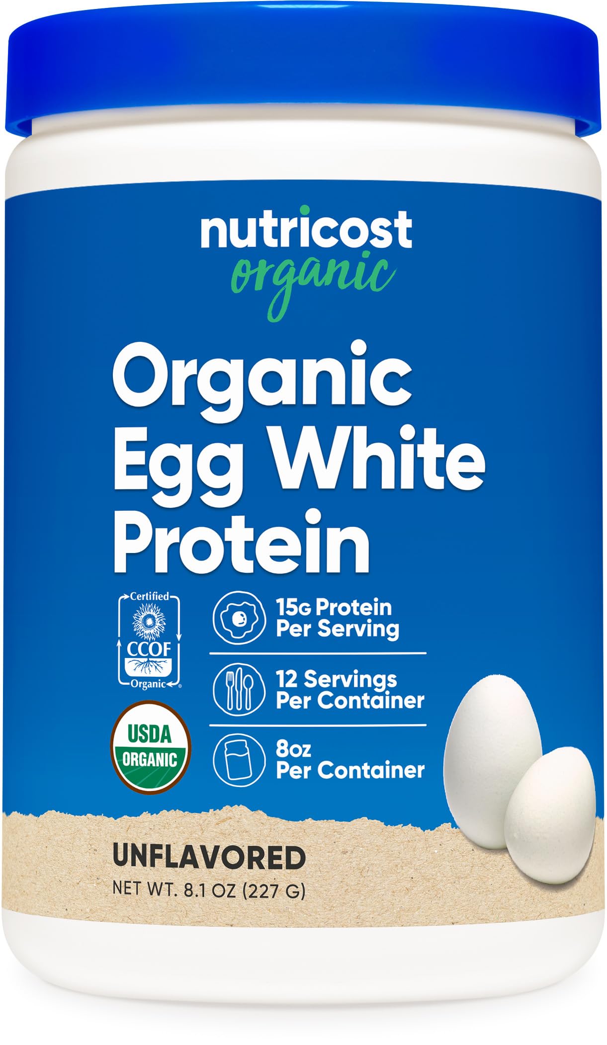 Nutricost Organic Egg White Protein Powder 8oz (Unflavored) - 15g Protein Per Serving, GMO-Free, Gluten Free, Keto & Paleo Friendly - Perfect for Smoothies, Baking & Post-Workout Recovery