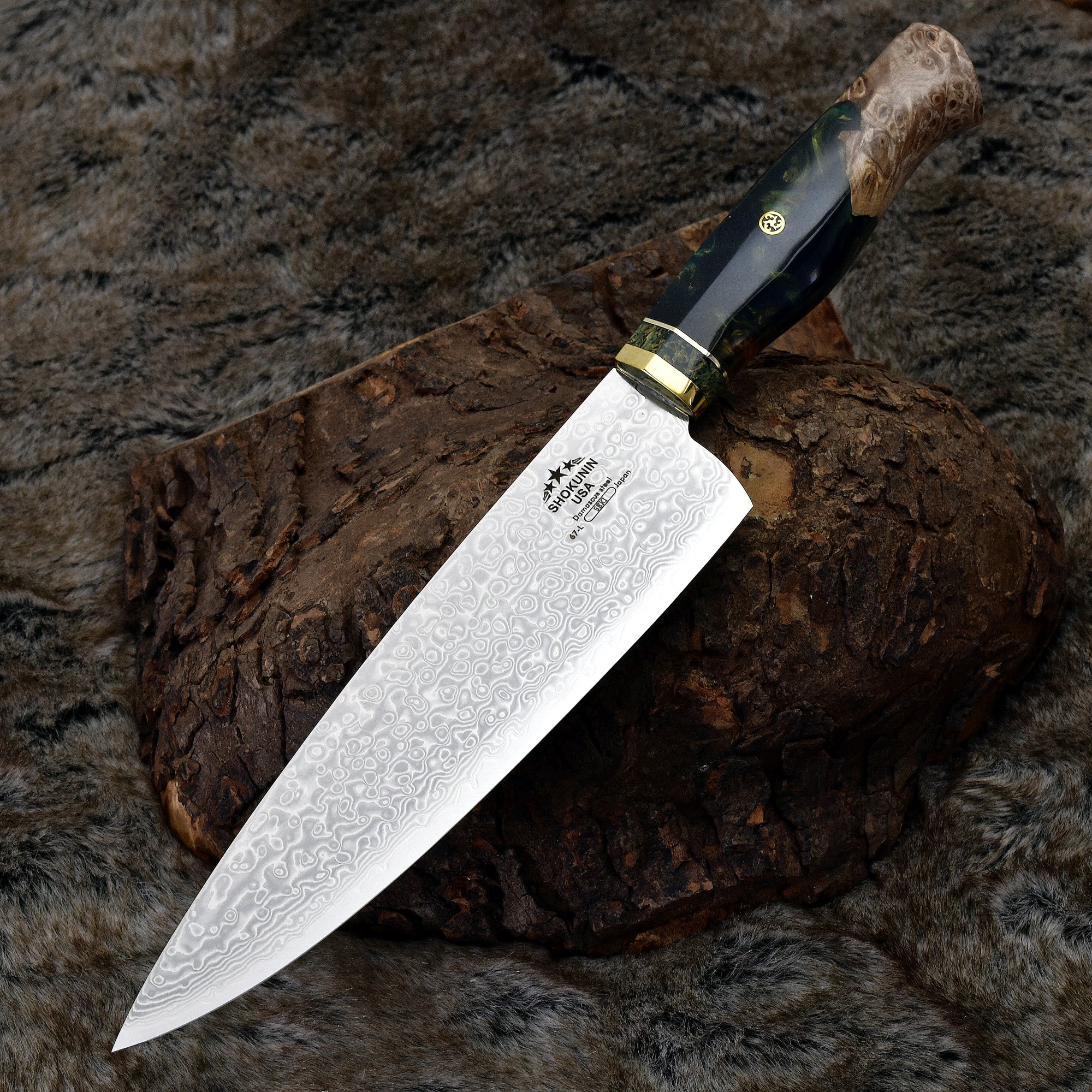 Premium Shinobi VG10 Handmade Damascus Steel Chef Knife with Exotic Olive Wood Handle - Professional Kitchen Knife for Slicing, Dicing & Food Prep - Perfect Gift for Chefs & Cooking Enthusiasts
