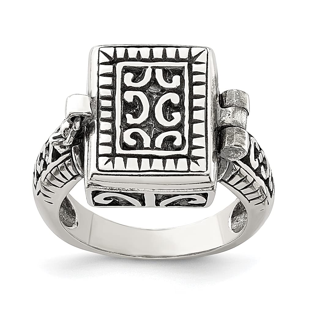 925 Sterling Silver Vintage Rectangular Locket Ring for Women - Elegant Fine Jewelry Gift for Her, Perfect for Anniversaries, Valentine's Day & Special Occasions
