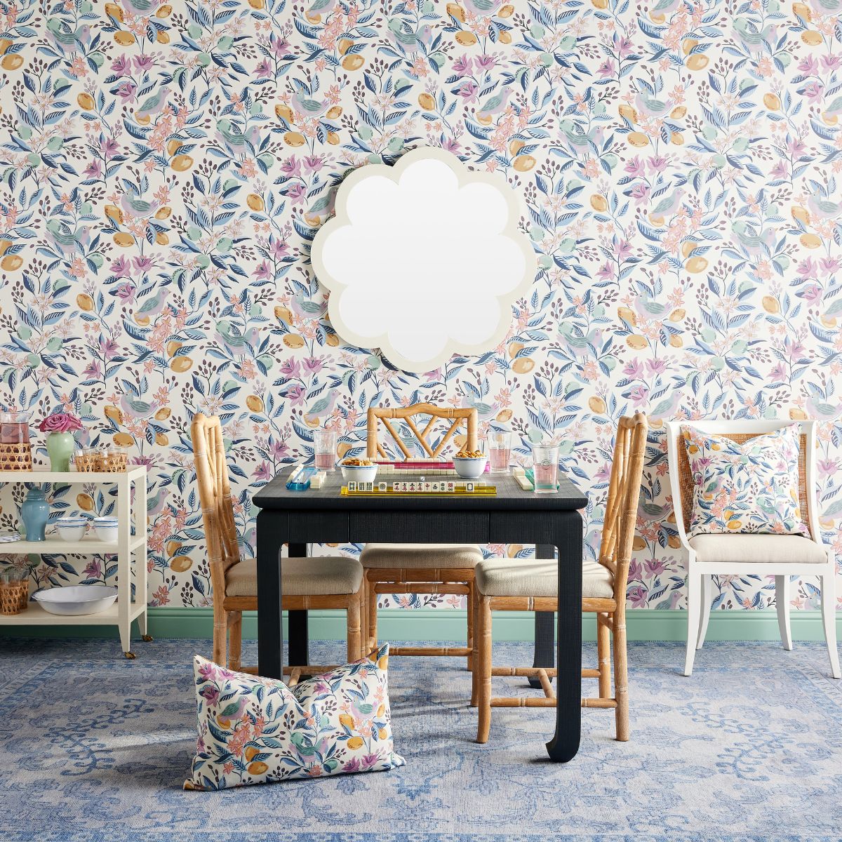 Citron Bleu Wallpaper - Premium Peel and Stick Wallpaper for Home Decor | Perfect for Living Room, Bedroom & Nursery Renovation