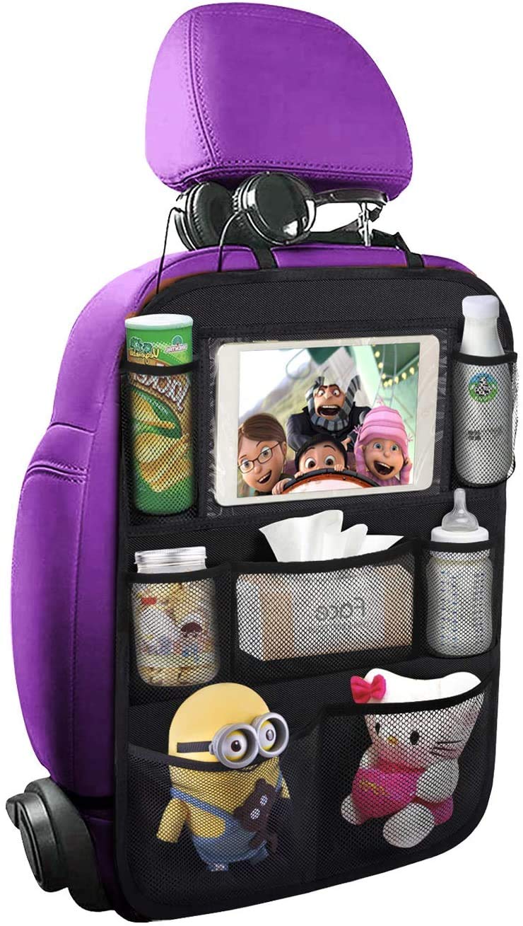 ONE PIX Backseat Car Organizer Mats - Waterproof Back Seat Storage Organizer with Tablet Holder for Kids | Toddler Car Seat Organizer | Travel Accessories & Road Trip Essentials for Family Vacations, Long Drives and Daily Commutes