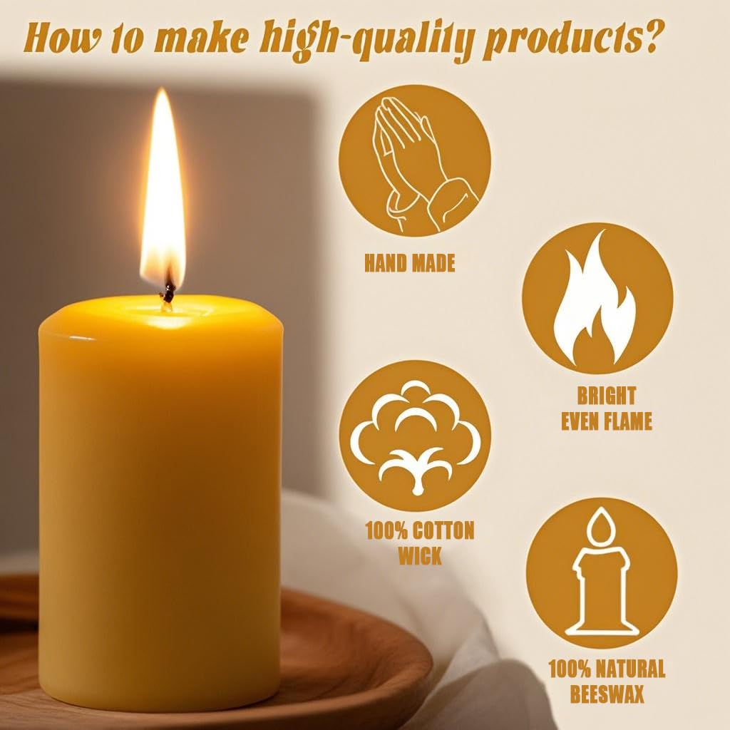 12Pcs Natural Beeswax Votive Candles - Handmade for Home Decor & Weddings