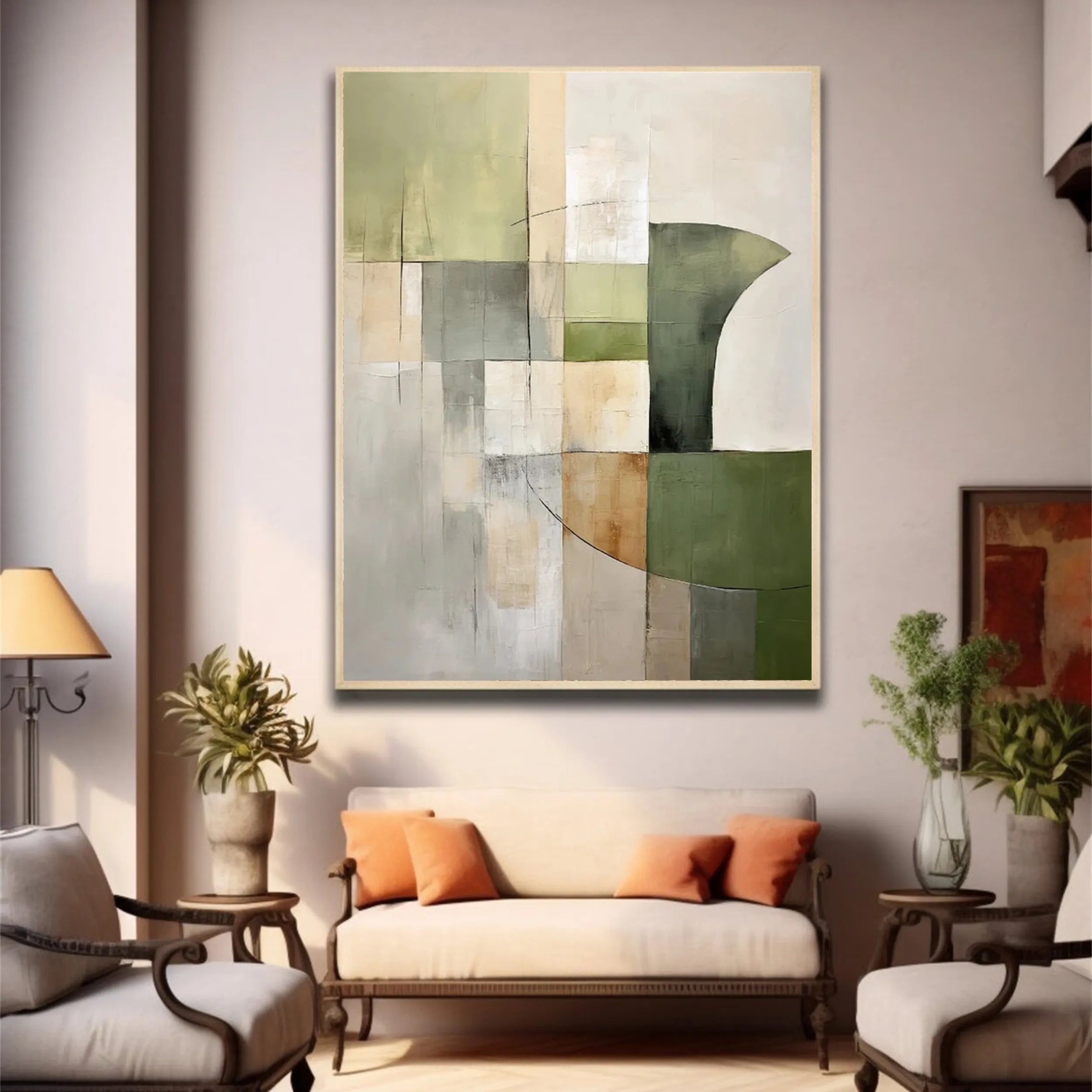 Custom Abstract Painting #AB 119 - Handmade Modern Wall Art for Living Room, Bedroom & Office Decor