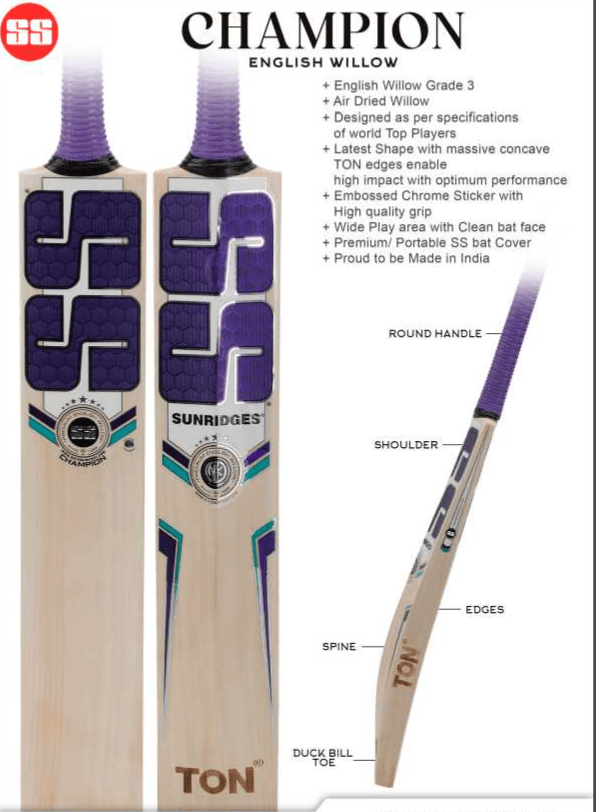 SS Champion Adult Cricket Bat - Premium Performance Cricket Equipment for Men & Women - Perfect for Practice, Matches & Tournaments