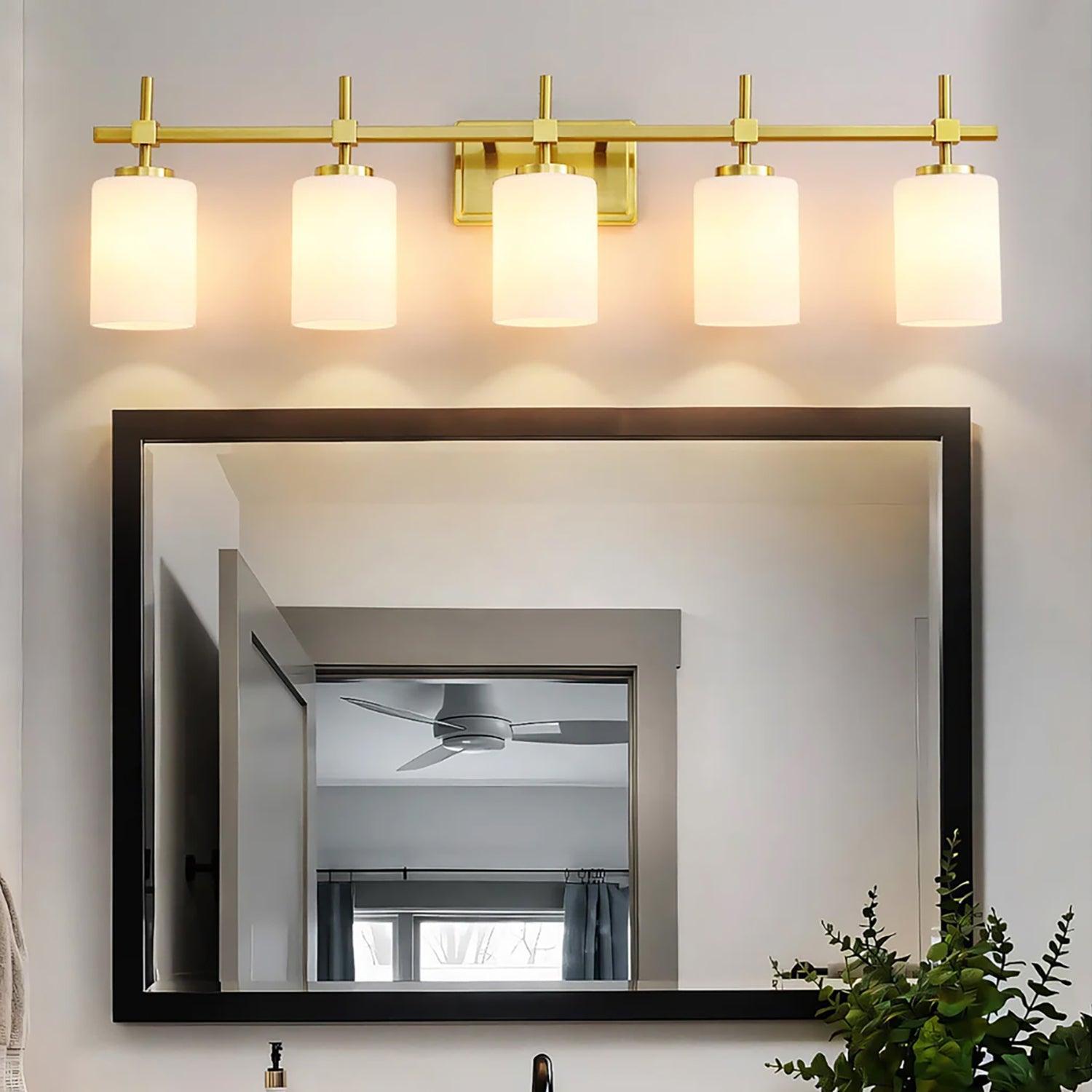 Jasper Modern Frosted Glass 5-Light Bathroom Vanity Light Fixture - Elegant Lighting for Bathroom, Powder Room & Dressing Area
