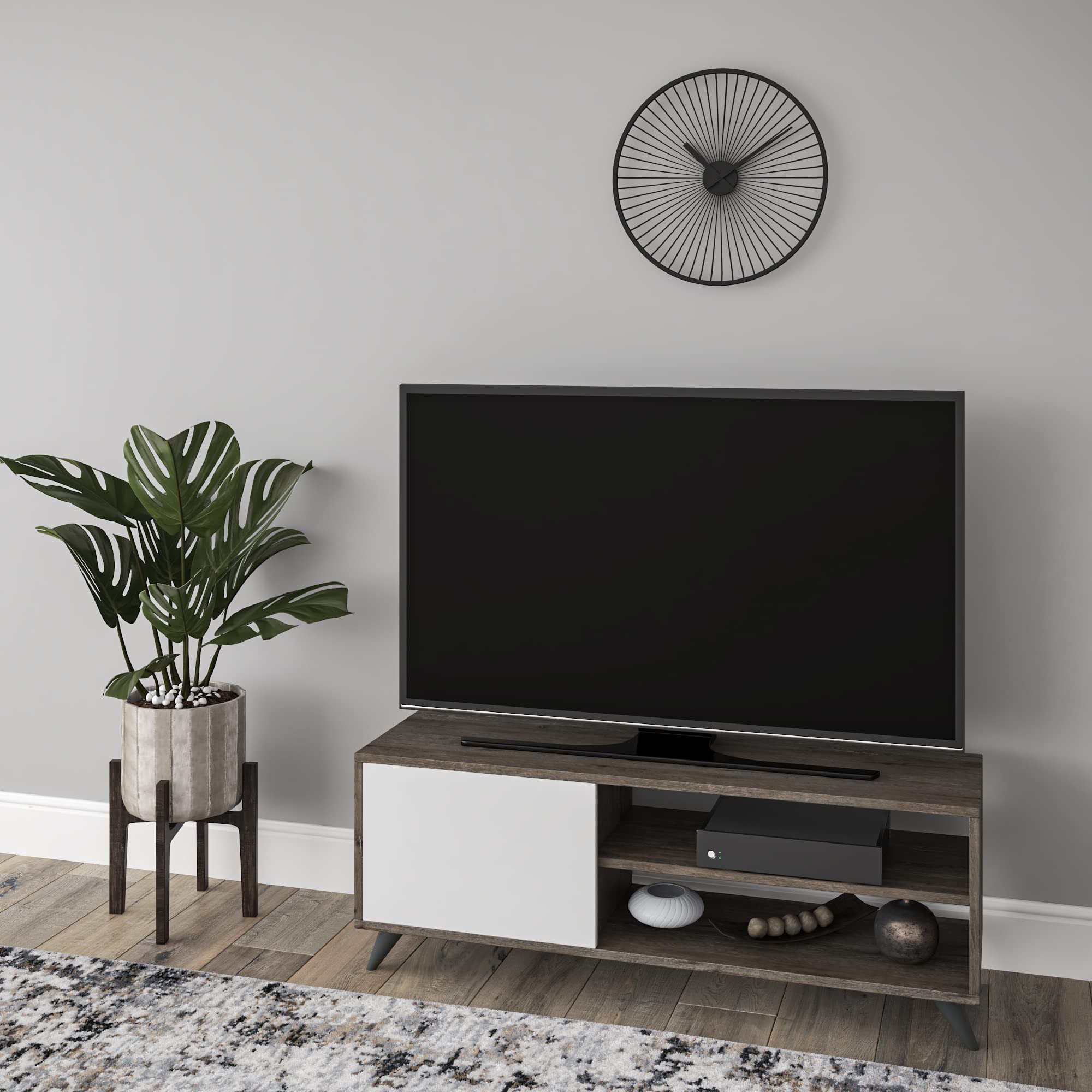 Modern Wenge & White TV Stand with Storage - 47.2