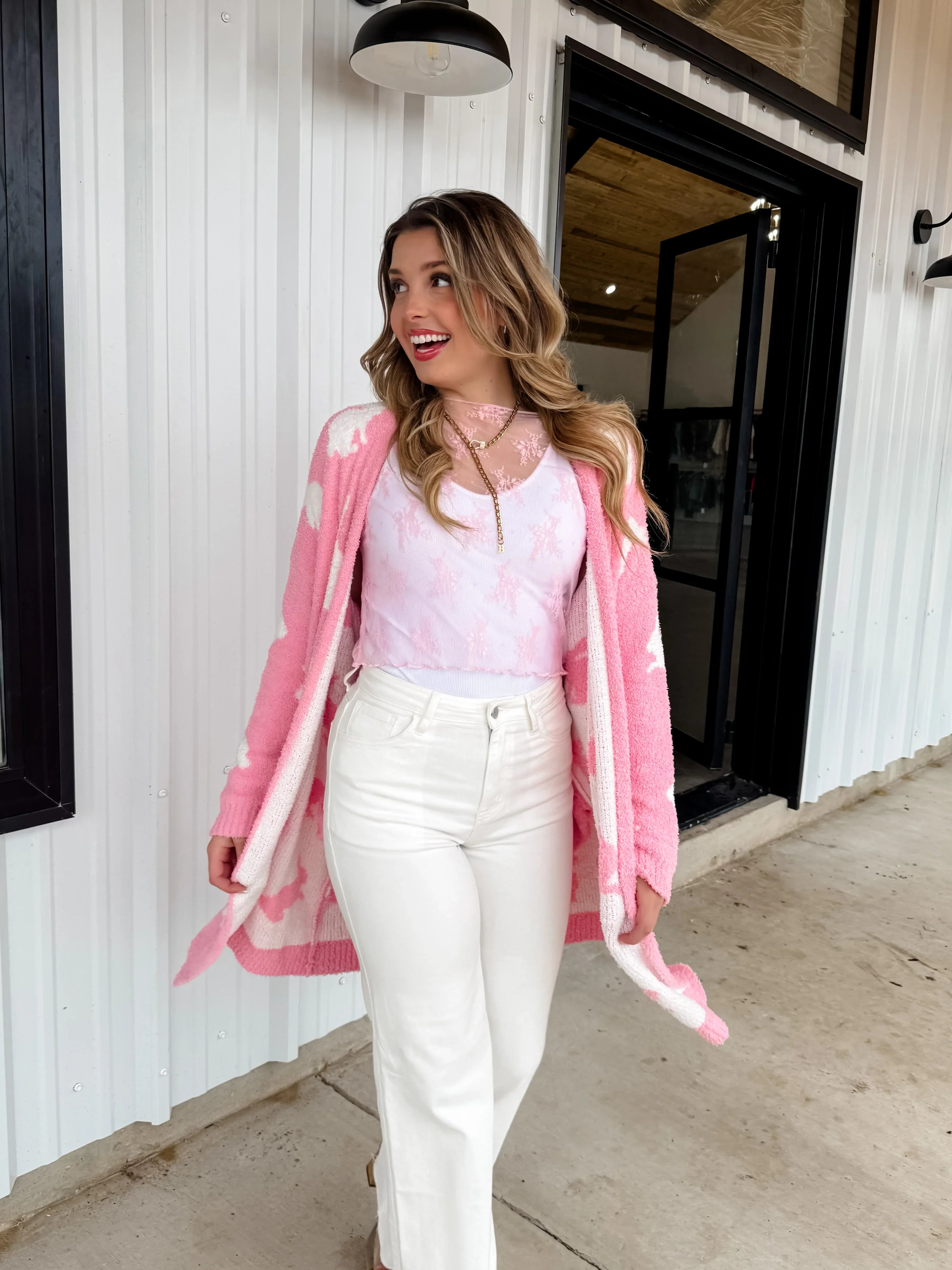 PREORDER: Easter Cloud Cardigan - Floral & Geometric Print Sweater | Cozy Spring Cardigan for Women | Perfect for Easter Brunch & Spring Outfits