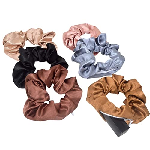 6-Piece Satin Silk Hair Scrunchies Set - Soft Fluffy Hair Ties for Women & Teen Girls - Ponytail Holders for Fine & Curly Hair - Perfect for Work, Gym, Sleep & Everyday Styling