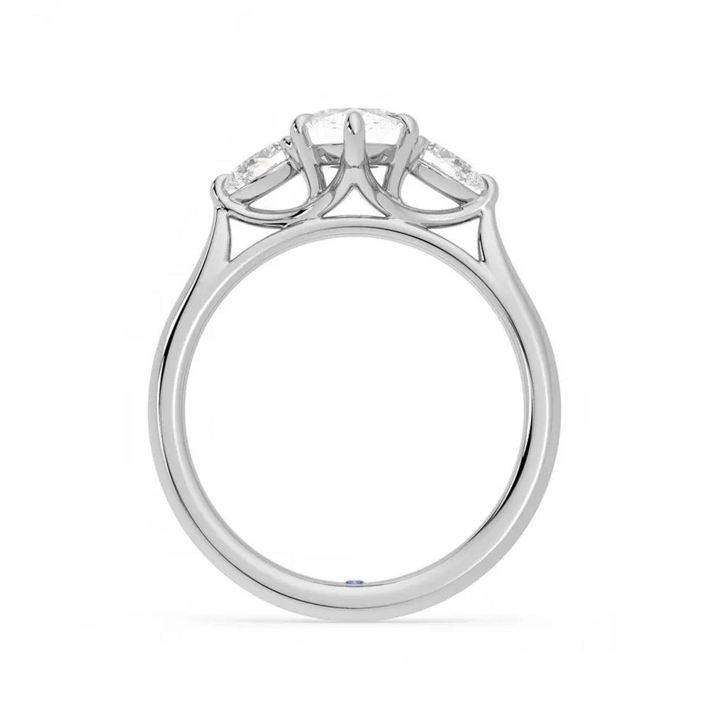 Three Stone Marquise Cut Moissanite Engagement Ring with Hidden Anniversary Stone - Elegant Wedding Proposal Jewelry for Brides & Anniversary Gifts