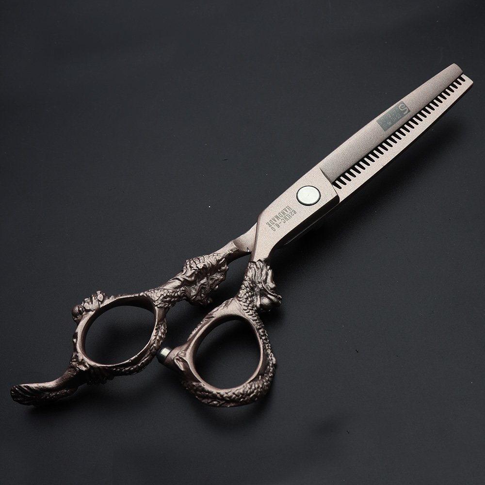 Professional 6 Inch Hair Cutting Scissors & Thinning Shears Set - Japan 440C Stainless Steel, Rose Gold - Precision Hairdressing Tools for Salon & Home Styling