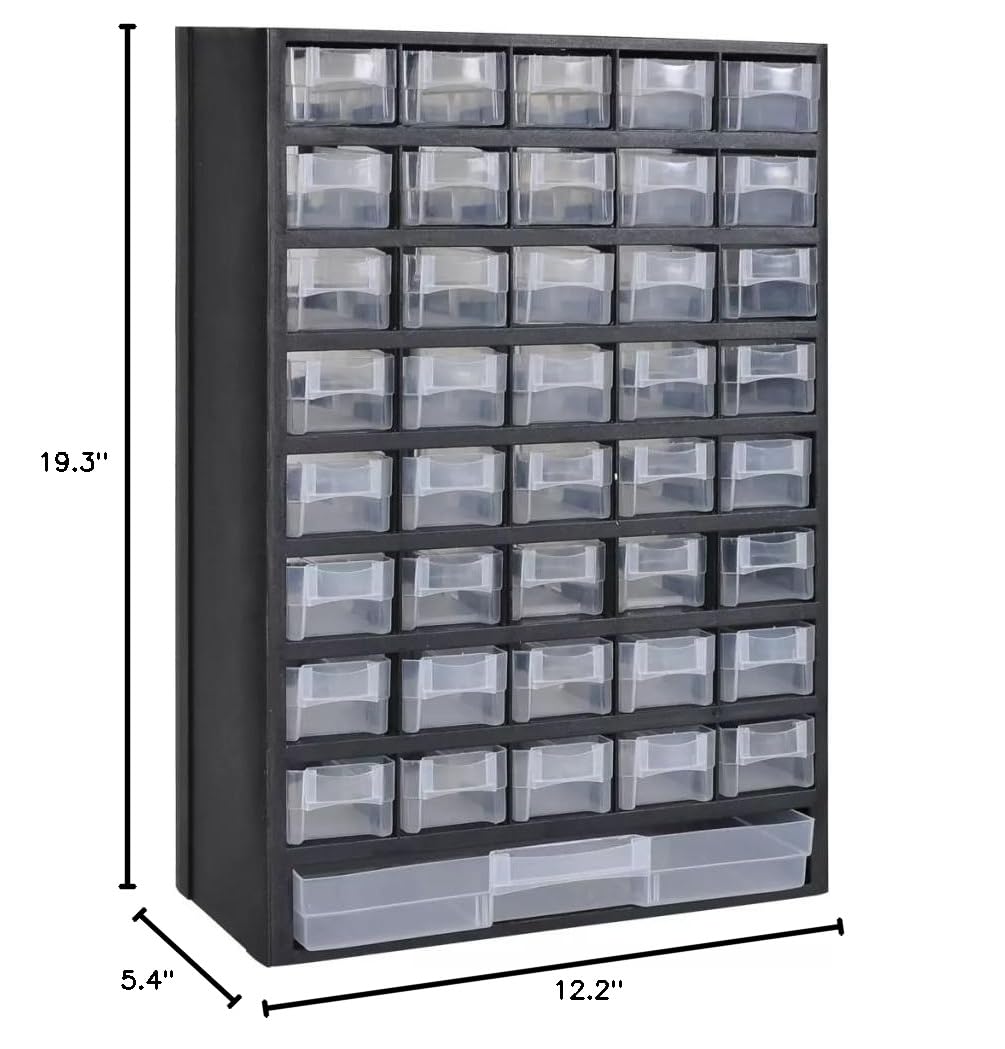 Tidyard 41-Drawer Plastic Storage Cabinet - 40 Small & 1 Large Drawers for Hardware, Tools & Craft Supplies | Durable Parts Organizer for Workshop, Garage & DIY Projects