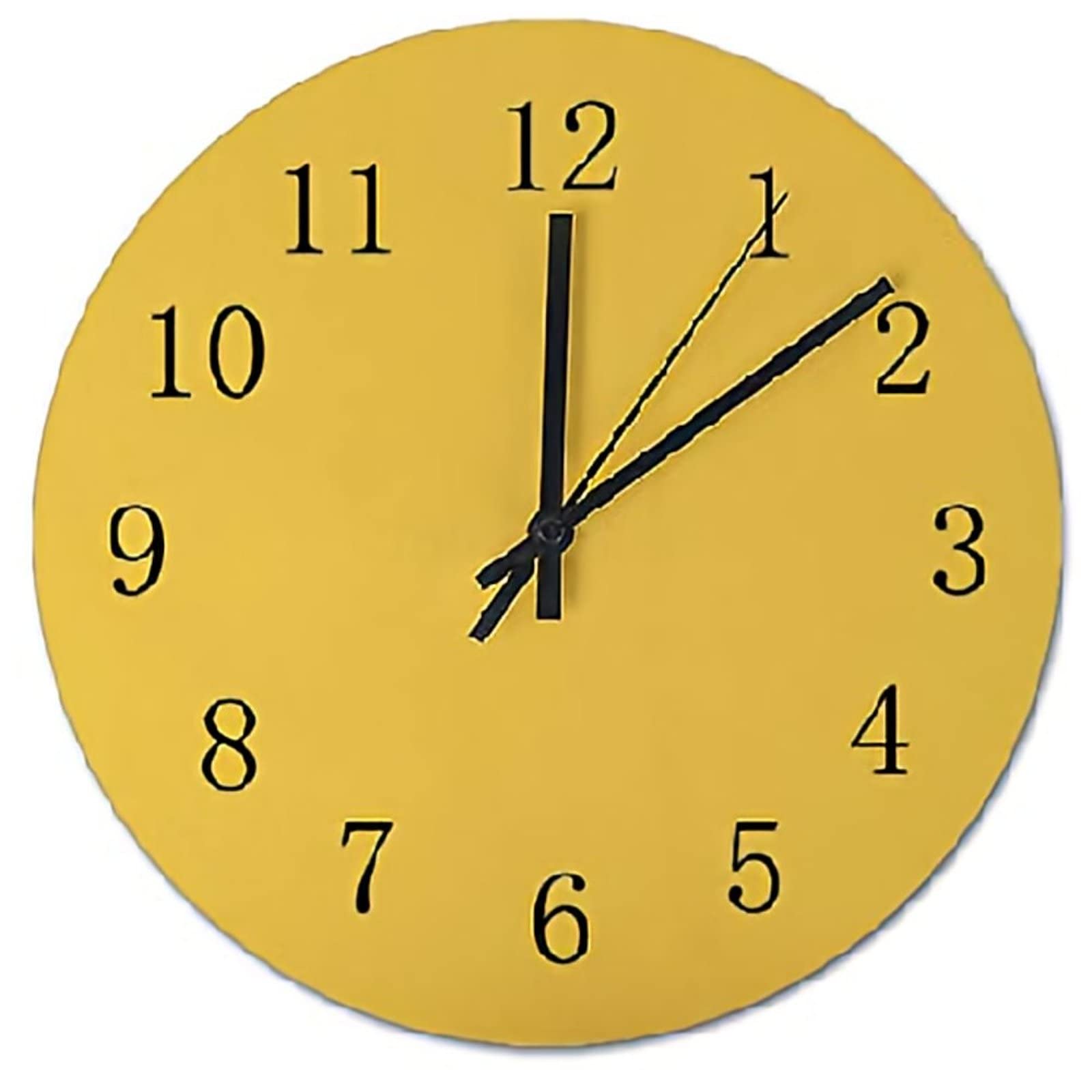 Mustard Yellow Wooden Round Wall Clock - 15 Inch Silent Battery Operated Large Decorative Kitchen Clock - Perfect for Living Room, Bedroom & Office Decor